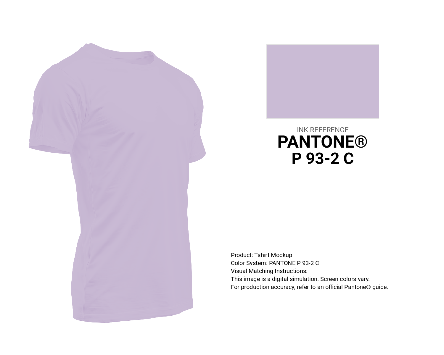 Creative T-shirt mockup featuring Pantone P 93-2 C Color | Hex color Code #cabbd5. Perfect for fashion designers, apparel brands, and print-on-demand projects. #tshirt #mockup #fashion #cabbd5