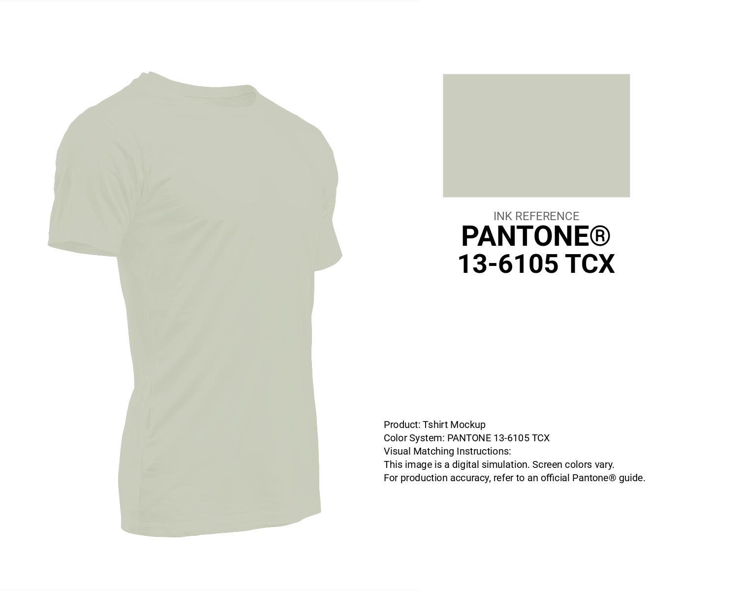 Creative T-shirt mockup featuring Pantone 13-6105 Tcx Celadon Tint Color | Hex color Code #cbcebe. Perfect for fashion designers, apparel brands, and print-on-demand projects. #tshirt #mockup #fashion #cbcebe