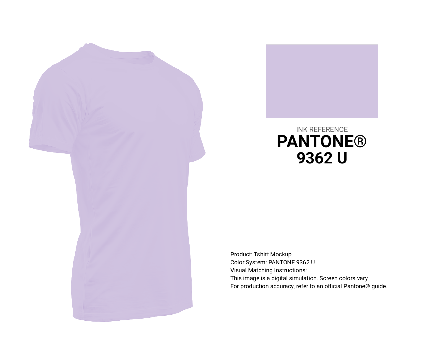 Creative T-shirt mockup featuring Pantone 9362 U Color | Hex color Code #d1c4e1. Perfect for fashion designers, apparel brands, and print-on-demand projects. #tshirt #mockup #fashion #d1c4e1