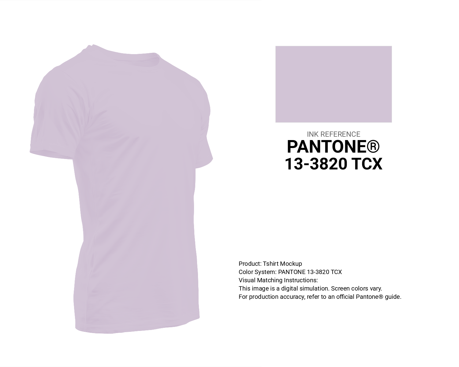 Creative T-shirt mockup featuring Pantone 13-3820 Tcx Lavender Fog Color | Hex color Code #d2c4d6. Perfect for fashion designers, apparel brands, and print-on-demand projects. #tshirt #mockup #fashion #d2c4d6