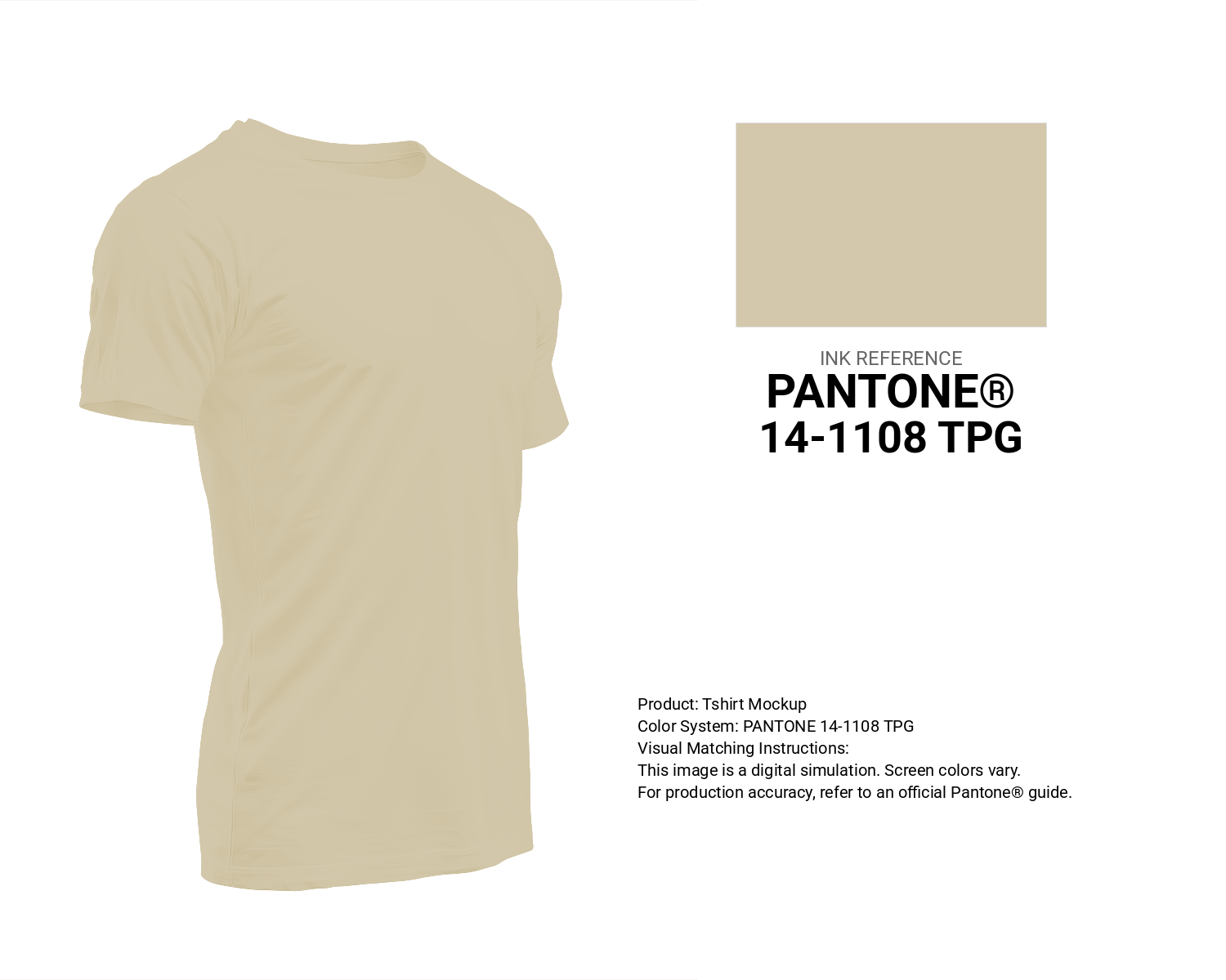 Creative T-shirt mockup featuring Pantone 14-1108 Tpg Wood Ash Color | Hex color Code #d3c8ab. Perfect for fashion designers, apparel brands, and print-on-demand projects. #tshirt #mockup #fashion #d3c8ab