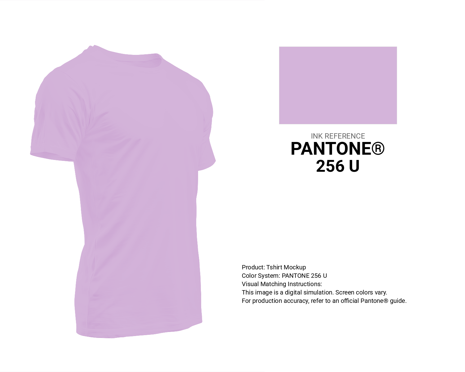Creative T-shirt mockup featuring Pantone 256 U Color | Hex color Code #d4b4da. Perfect for fashion designers, apparel brands, and print-on-demand projects. #tshirt #mockup #fashion #d4b4da