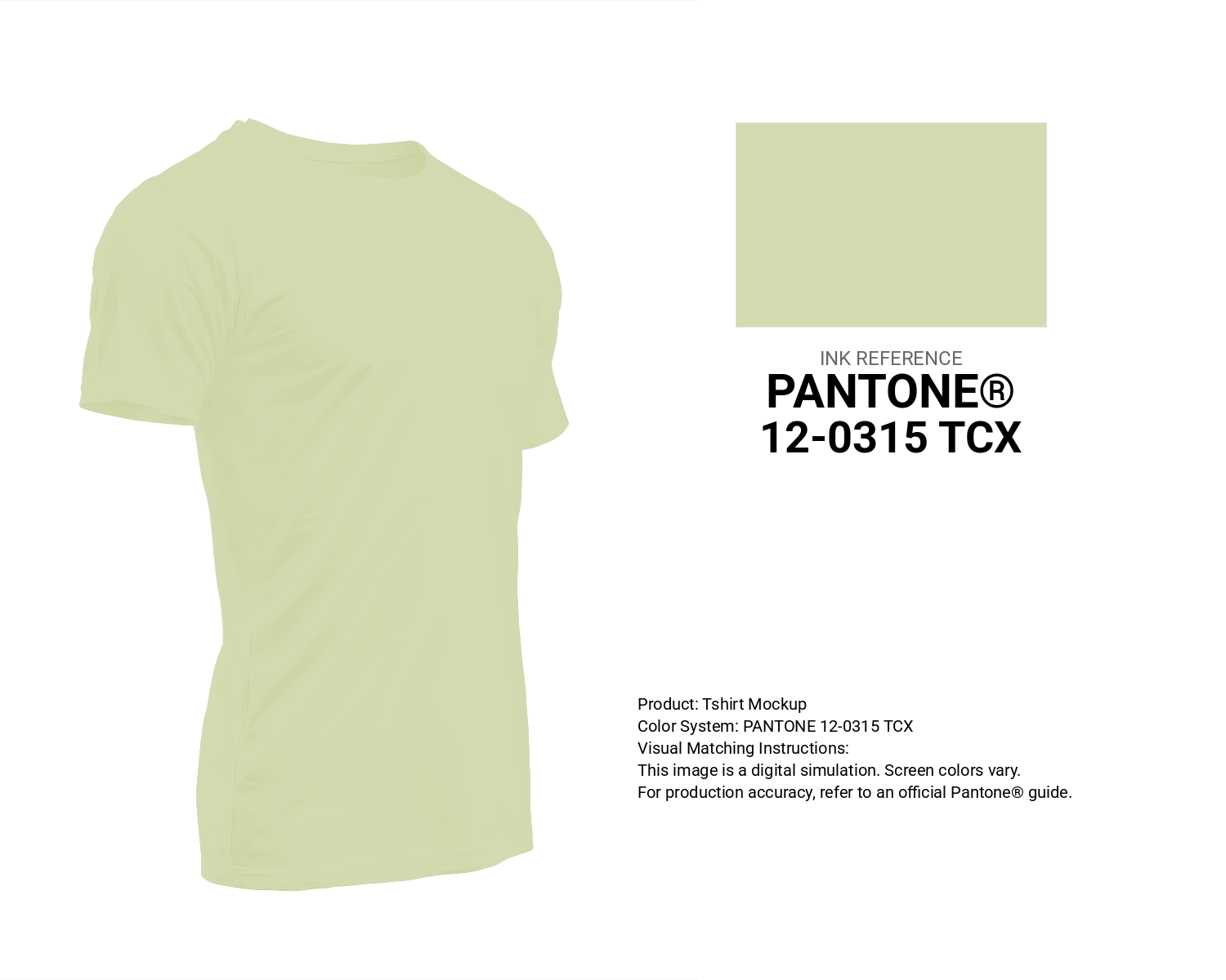 Creative T-shirt mockup featuring Pantone 12-0315 Tcx White Jade Color | Hex color Code #d4dbb2. Perfect for fashion designers, apparel brands, and print-on-demand projects. #tshirt #mockup #fashion #d4dbb2