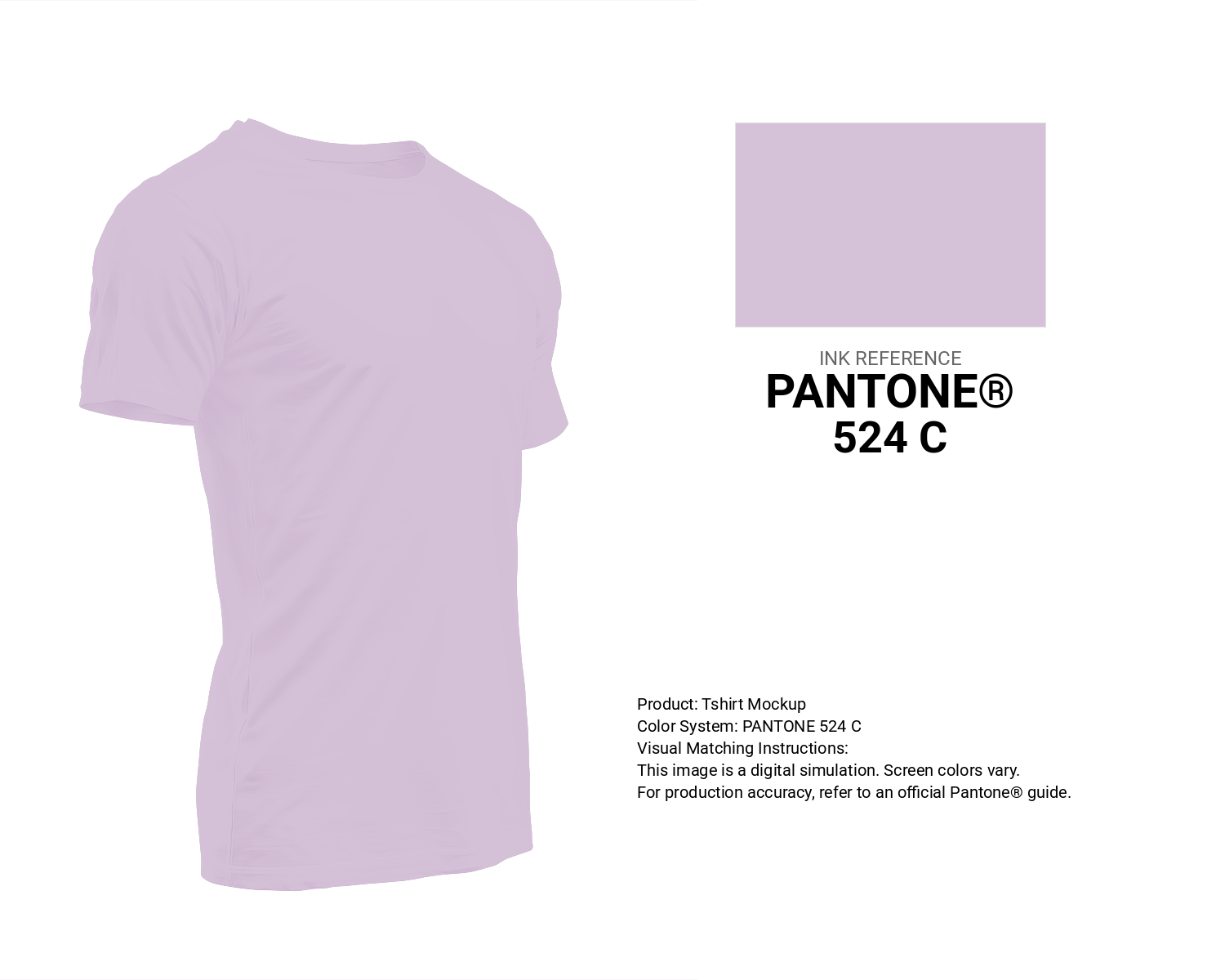 Creative T-shirt mockup featuring Pantone 524 C Color | Hex color Code #d5c2d8. Perfect for fashion designers, apparel brands, and print-on-demand projects. #tshirt #mockup #fashion #d5c2d8