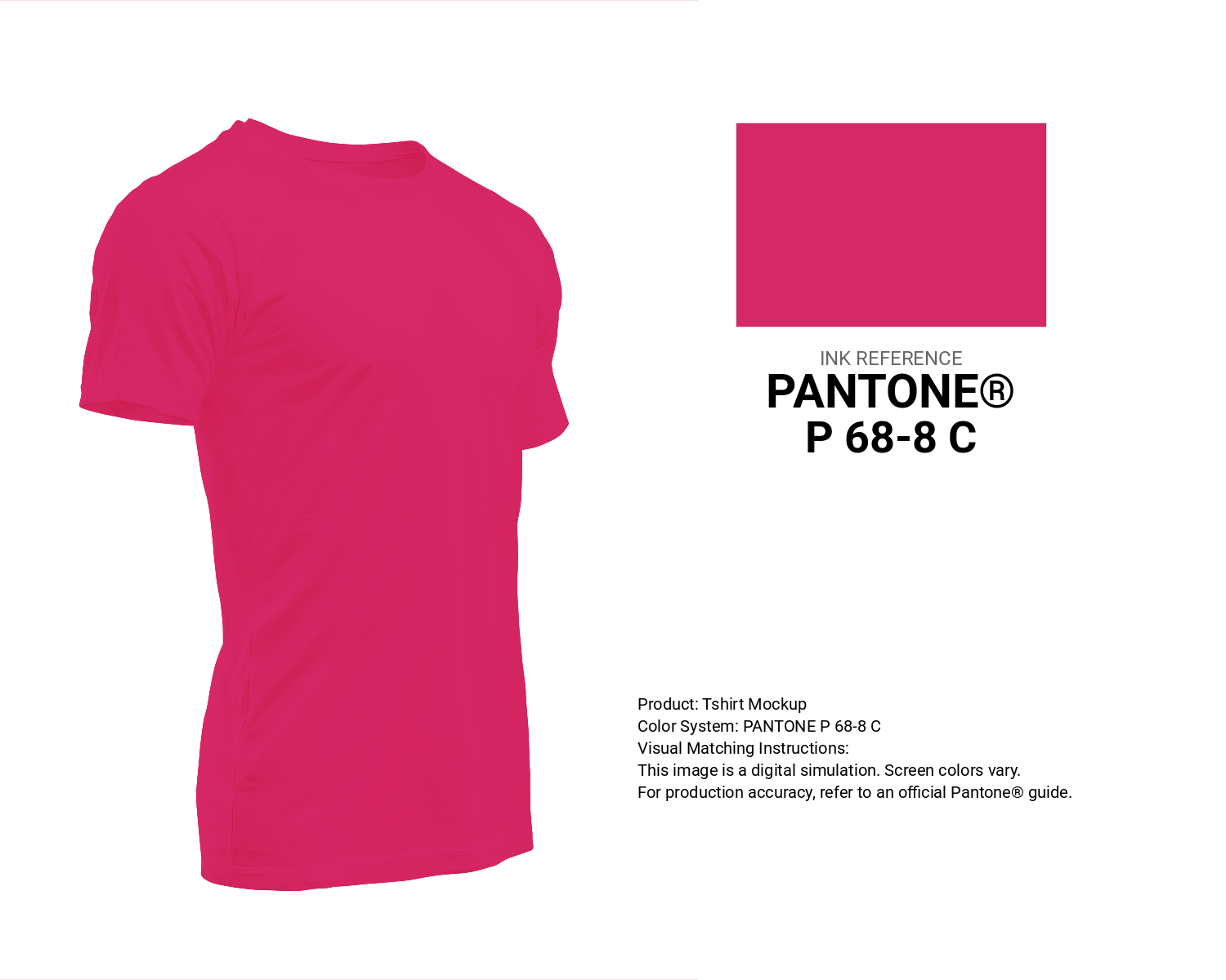 Creative T-shirt mockup featuring Pantone P 68-8 C Color | Hex color Code #d62766. Perfect for fashion designers, apparel brands, and print-on-demand projects. #tshirt #mockup #fashion #d62766