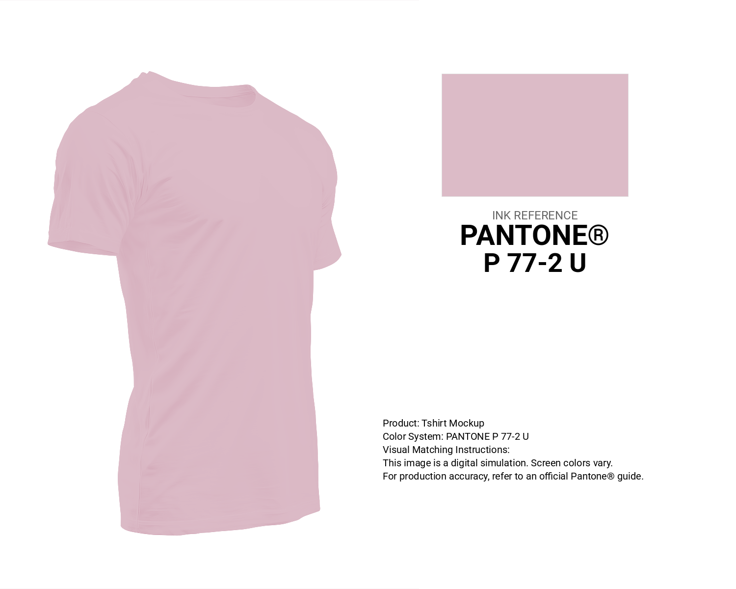 Creative T-shirt mockup featuring Pantone P 77-2 U Color | Hex color Code #dcbbc7. Perfect for fashion designers, apparel brands, and print-on-demand projects. #tshirt #mockup #fashion #dcbbc7