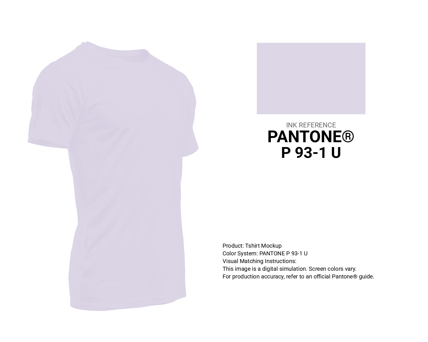Creative T-shirt mockup featuring Pantone P 93-1 U Color | Hex color Code #dcd6e6. Perfect for fashion designers, apparel brands, and print-on-demand projects. #tshirt #mockup #fashion #dcd6e6