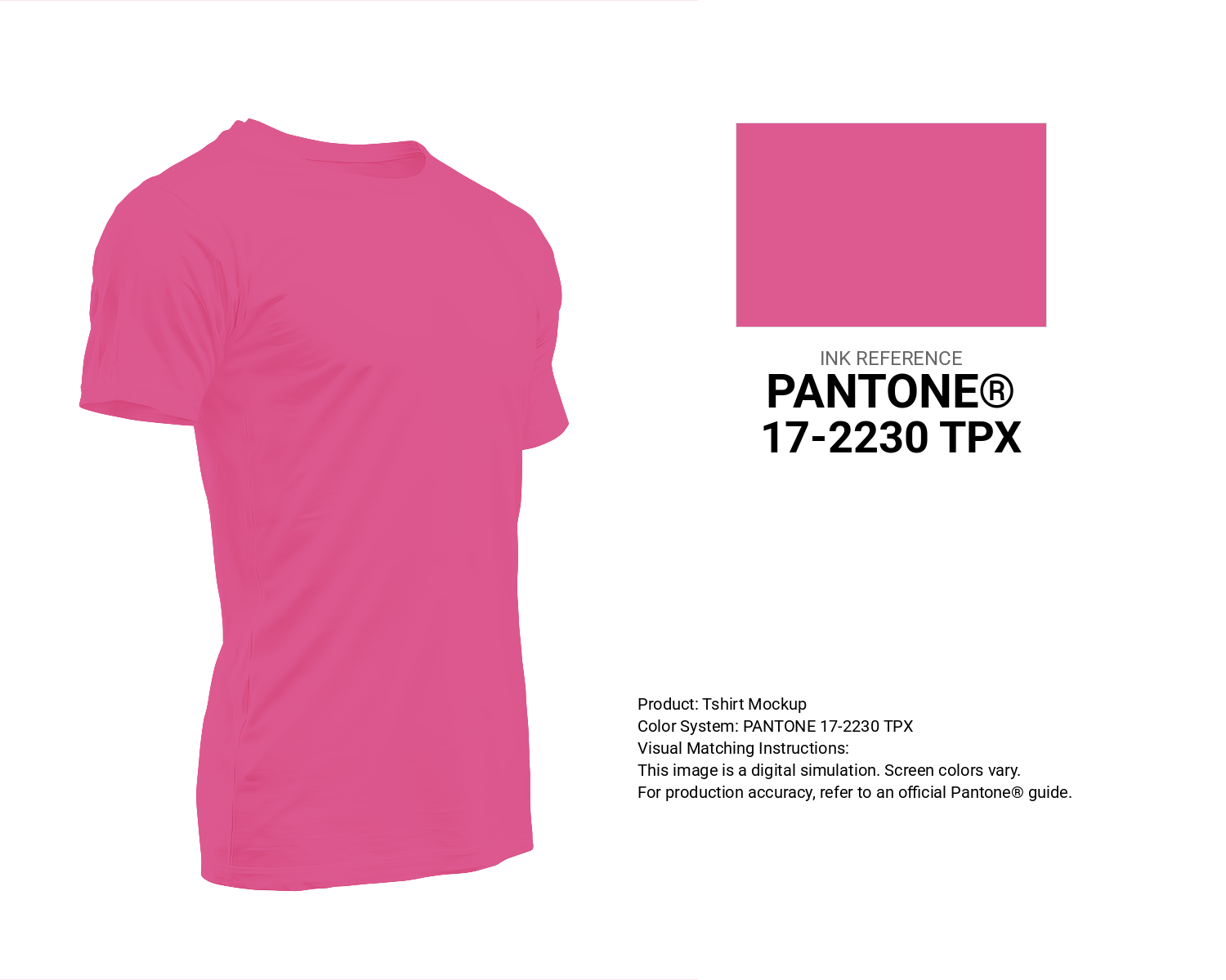 Creative T-shirt mockup featuring Pantone 17-2230 Tpx Carmine Rose Color | Hex color Code #dd5a91. Perfect for fashion designers, apparel brands, and print-on-demand projects. #tshirt #mockup #fashion #dd5a91