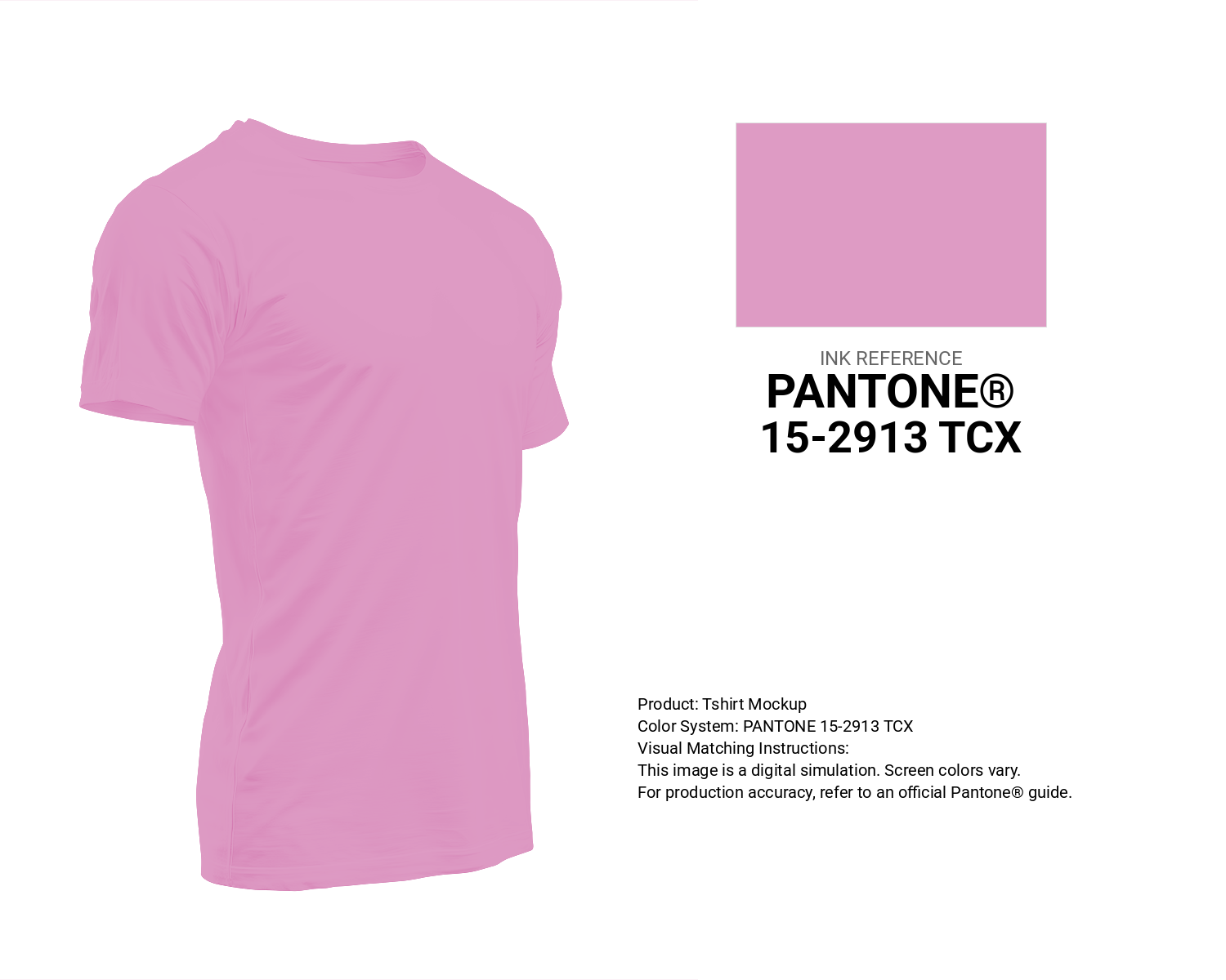 Creative T-shirt mockup featuring Pantone 15-2913 Tcx Lilac Chiffon Color | Hex color Code #de9bc4. Perfect for fashion designers, apparel brands, and print-on-demand projects. #tshirt #mockup #fashion #de9bc4