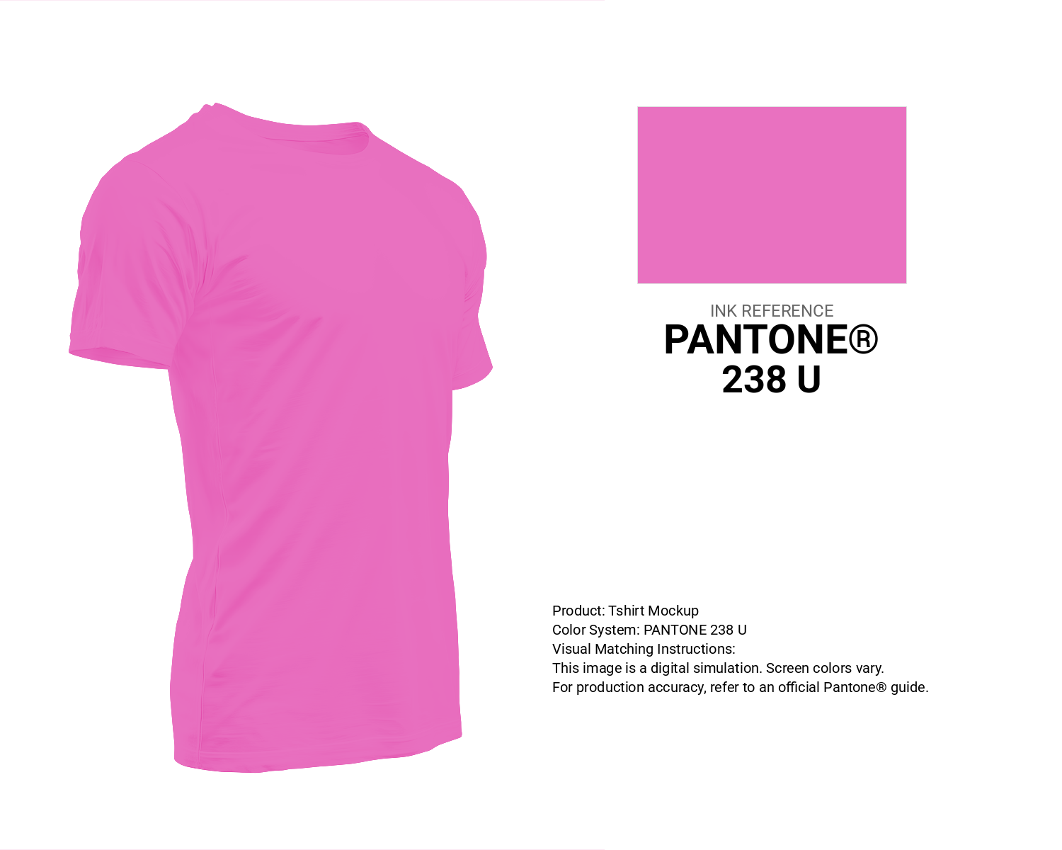 Creative T-shirt mockup featuring Pantone 238 U Color | Hex color Code #e971c0. Perfect for fashion designers, apparel brands, and print-on-demand projects. #tshirt #mockup #fashion #e971c0