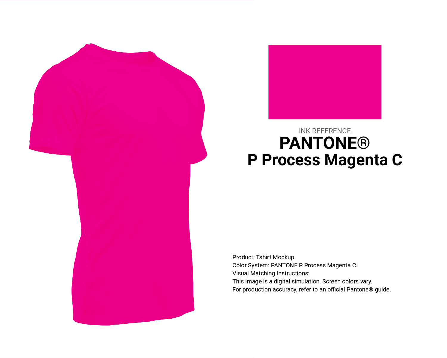 Creative T-shirt mockup featuring Pantone P Process Magenta C Color | Hex color Code #ec008c. Perfect for fashion designers, apparel brands, and print-on-demand projects. #tshirt #mockup #fashion #ec008c