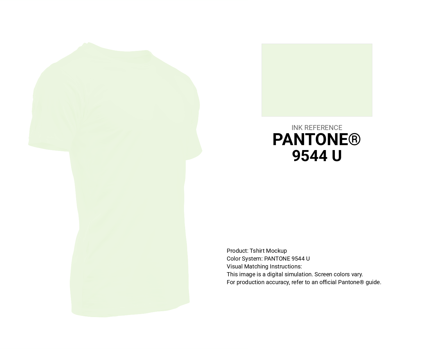 Creative T-shirt mockup featuring Pantone 9544 U Color | Hex color Code #ecf6e1. Perfect for fashion designers, apparel brands, and print-on-demand projects. #tshirt #mockup #fashion #ecf6e1