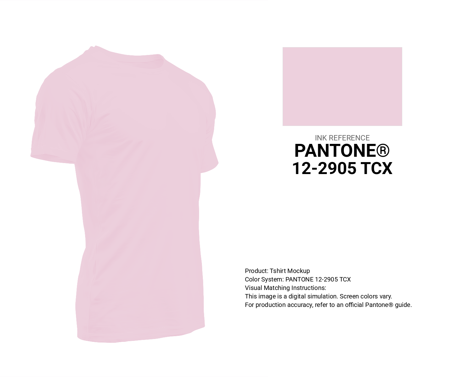 Creative T-shirt mockup featuring Pantone 12-2905 Tcx Cradle Pink Color | Hex color Code #edd0dd. Perfect for fashion designers, apparel brands, and print-on-demand projects. #tshirt #mockup #fashion #edd0dd