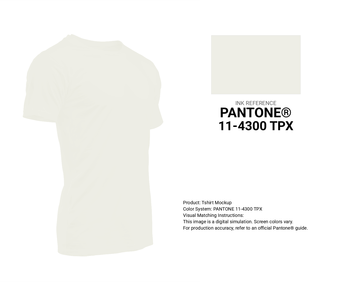 Creative T-shirt mockup featuring Pantone 11-4300 Tpx Marshmallow Color | Hex color Code #eeeee6. Perfect for fashion designers, apparel brands, and print-on-demand projects. #tshirt #mockup #fashion #eeeee6