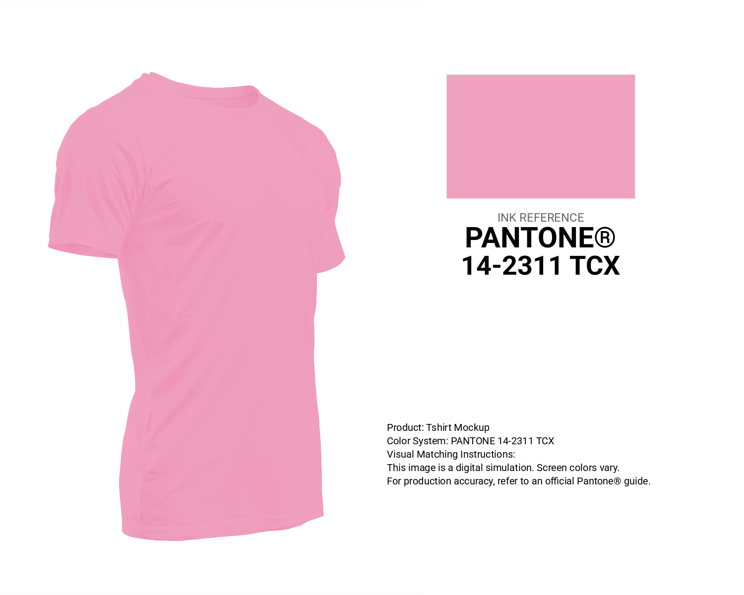 Creative T-shirt mockup featuring Pantone 14-2311 Tcx Prism Pink Color | Hex color Code #f0a1bf. Perfect for fashion designers, apparel brands, and print-on-demand projects. #tshirt #mockup #fashion #f0a1bf