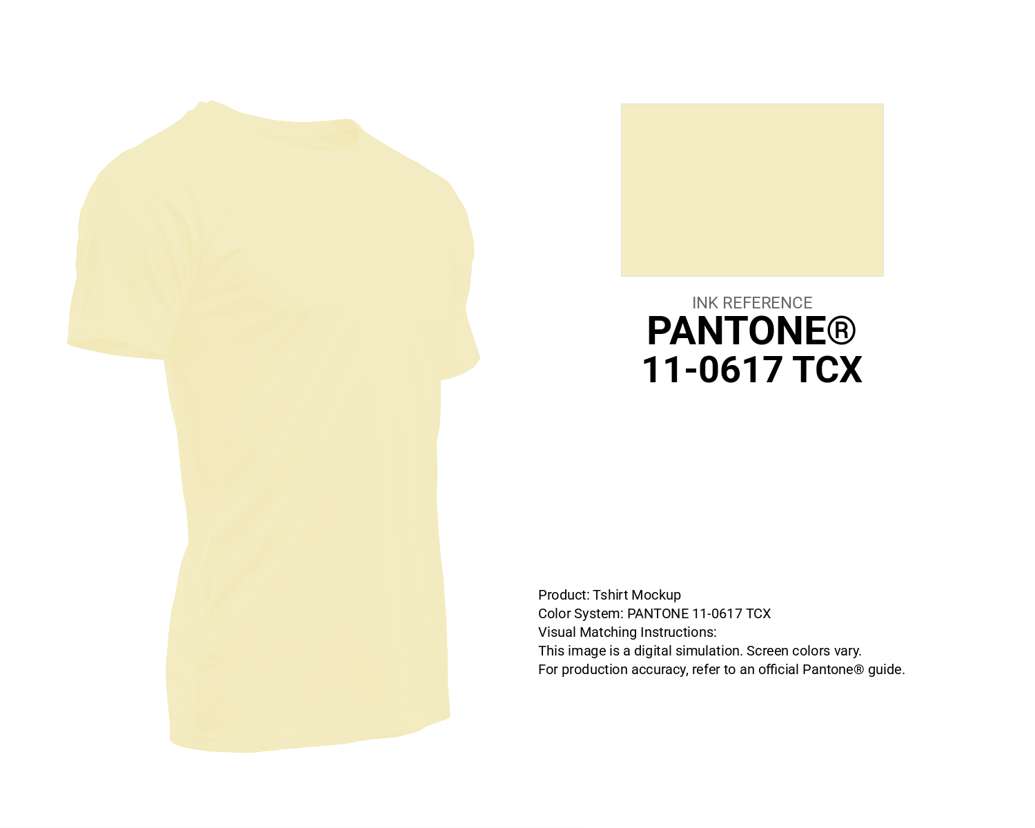 Creative T-shirt mockup featuring Pantone 11-0617 Tcx Transparent Yellow Color | Hex color Code #f4ecc2. Perfect for fashion designers, apparel brands, and print-on-demand projects. #tshirt #mockup #fashion #f4ecc2