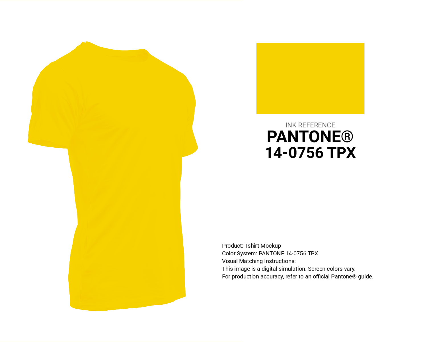 Creative T-shirt mockup featuring Pantone 14-0756 Tpx Empire Yellow Color | Hex color Code #f6d300. Perfect for fashion designers, apparel brands, and print-on-demand projects. #tshirt #mockup #fashion #f6d300