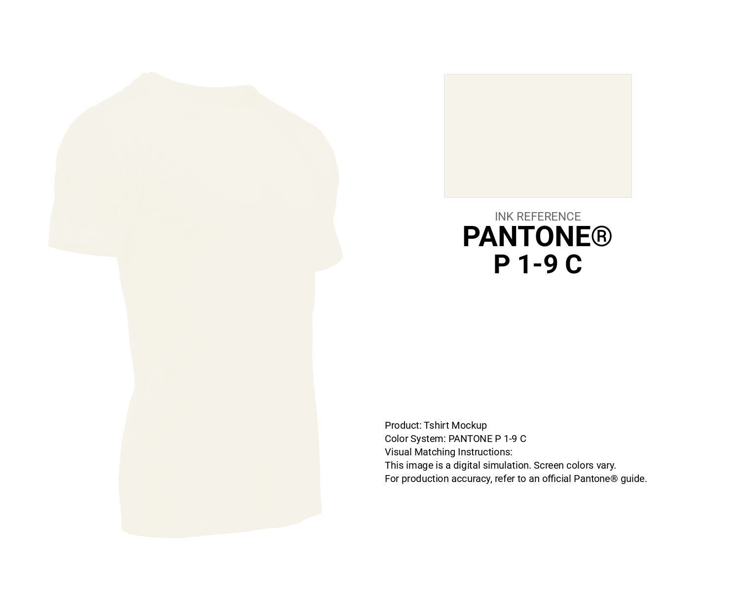 Creative T-shirt mockup featuring Pantone P 1-9 C Color | Hex color Code #f6f4ea. Perfect for fashion designers, apparel brands, and print-on-demand projects. #tshirt #mockup #fashion #f6f4ea