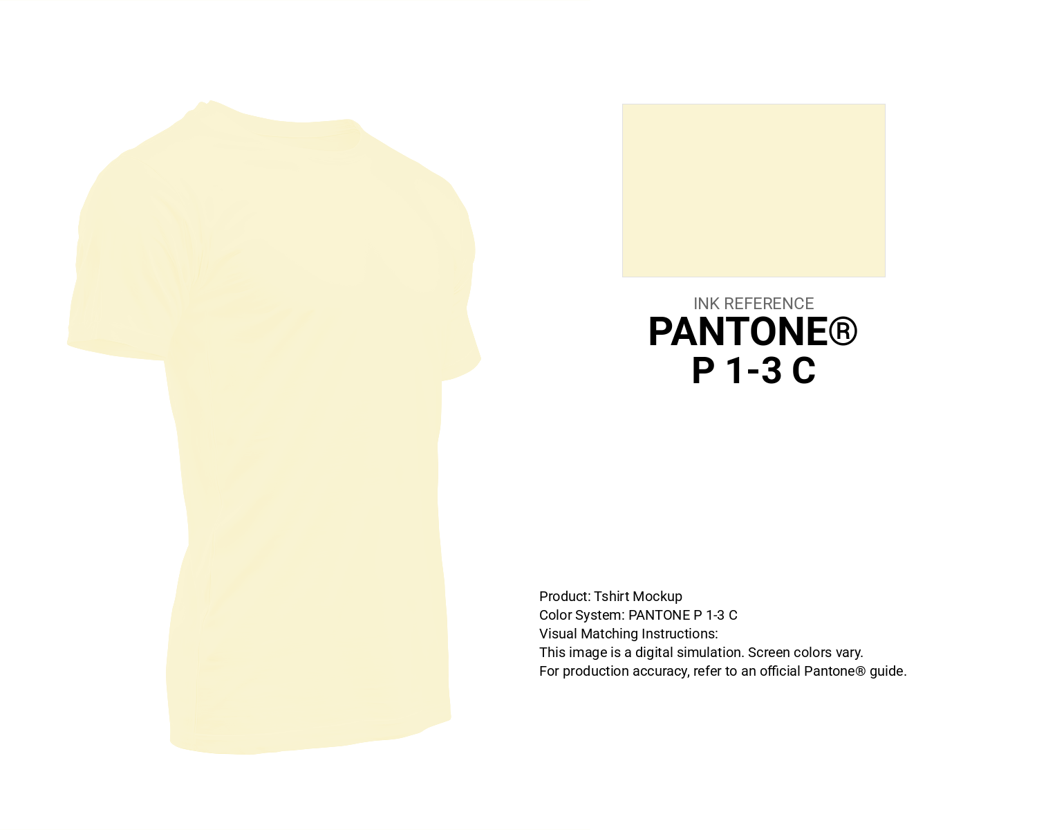 Creative T-shirt mockup featuring Pantone P 1-3 C Color | Hex color Code #faf4d3. Perfect for fashion designers, apparel brands, and print-on-demand projects. #tshirt #mockup #fashion #faf4d3