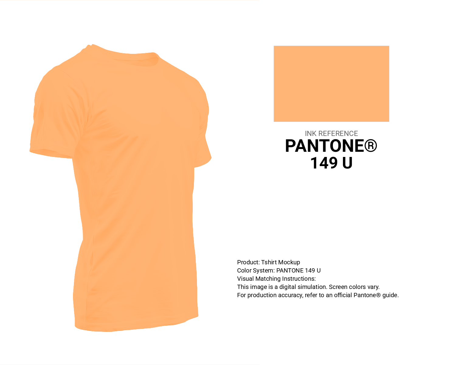 Creative T-shirt mockup featuring Pantone 149 U Color | Hex color Code #ffb575. Perfect for fashion designers, apparel brands, and print-on-demand projects. #tshirt #mockup #fashion #ffb575