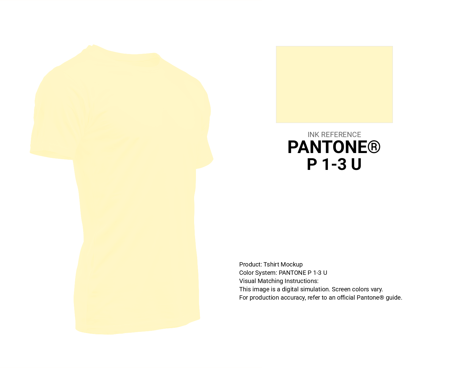 Creative T-shirt mockup featuring Pantone P 1-3 U Color | Hex color Code #fff7c7. Perfect for fashion designers, apparel brands, and print-on-demand projects. #tshirt #mockup #fashion #fff7c7