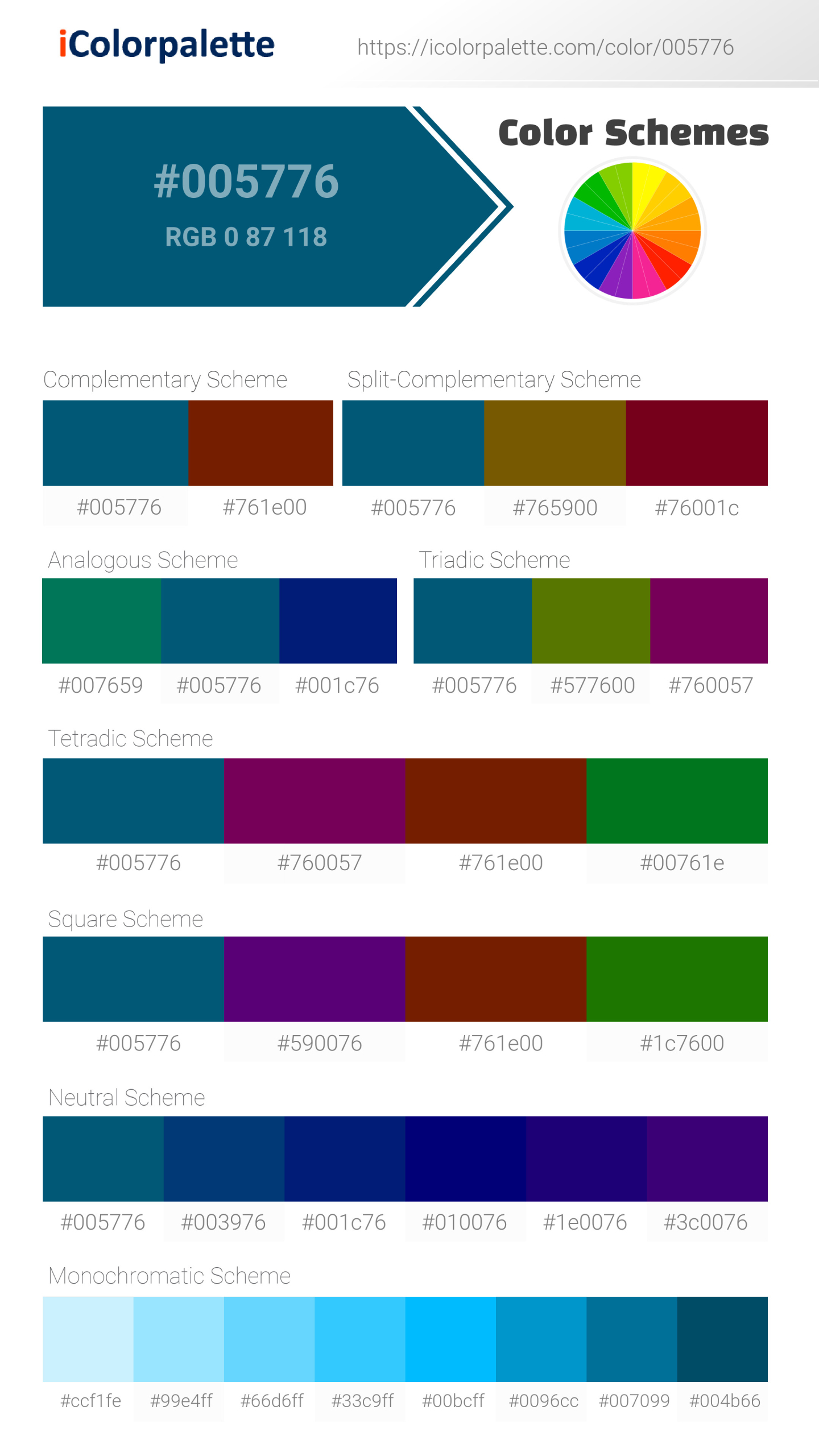 #005776 Color Schemes Image