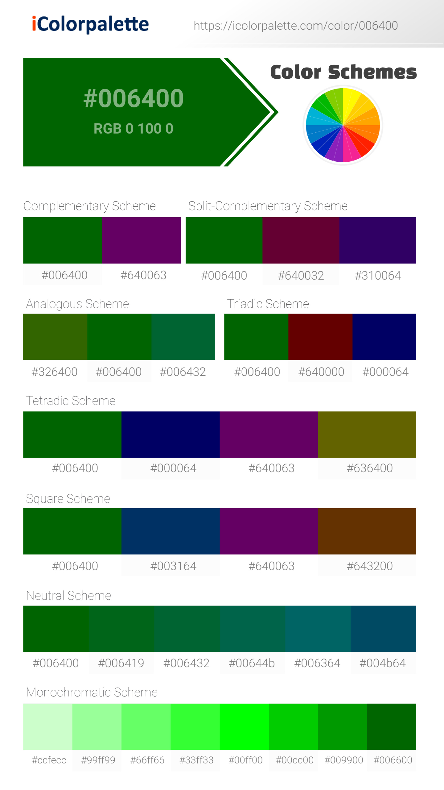 #006400 Color Schemes Image