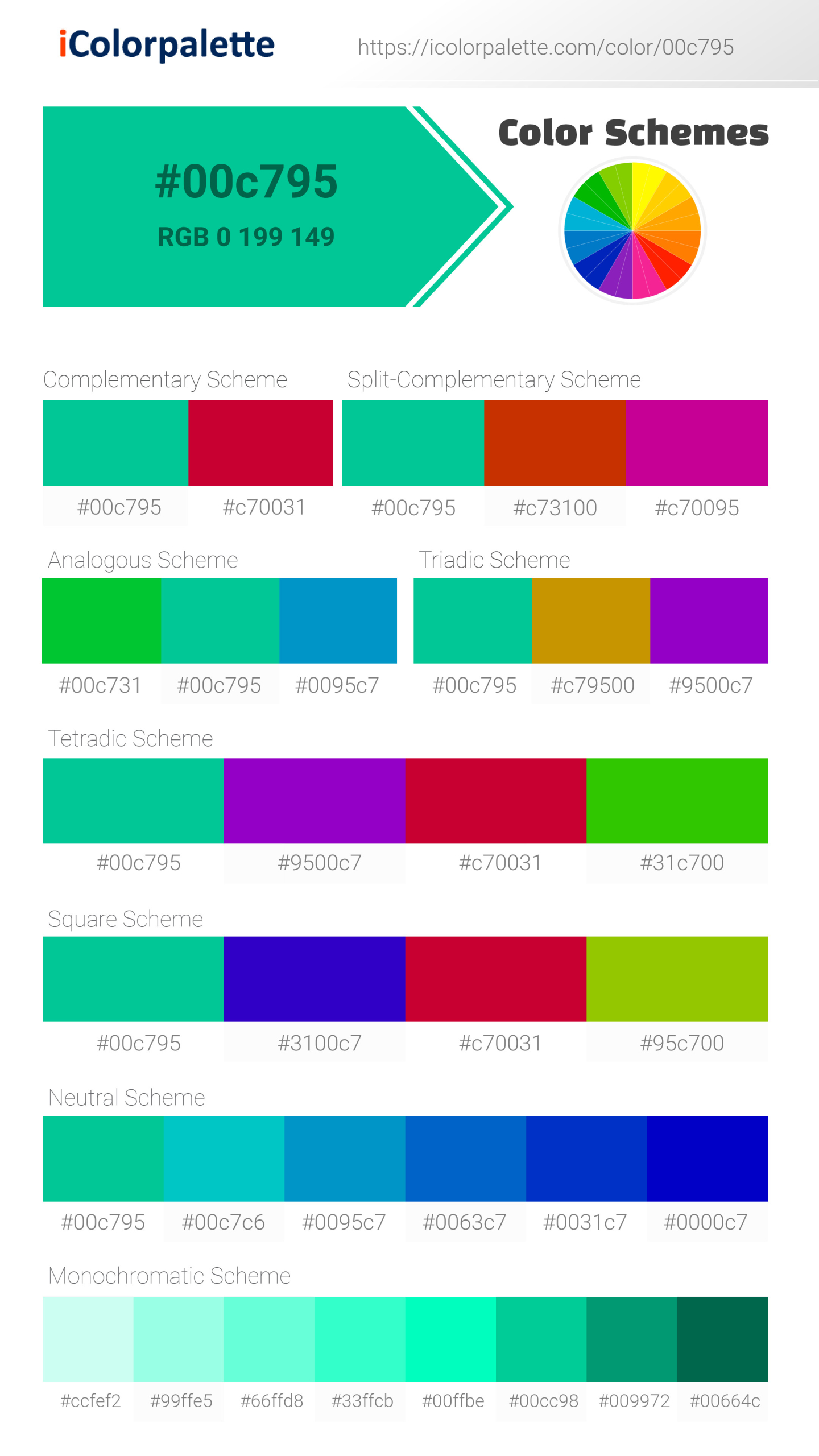 #00c795 Color Schemes Image