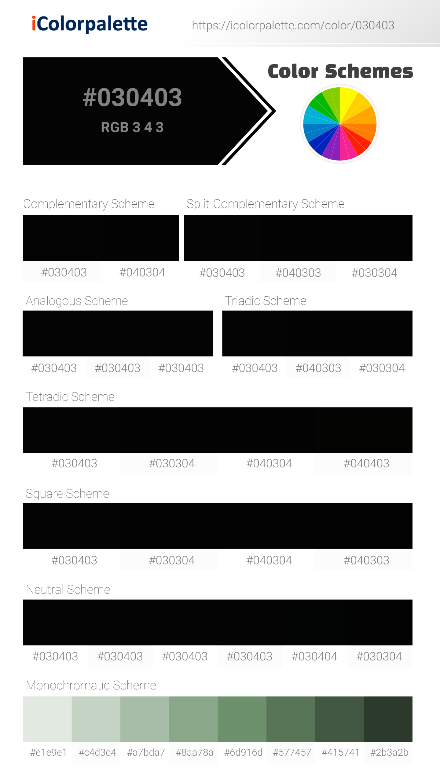 #030403 Color Schemes Image
