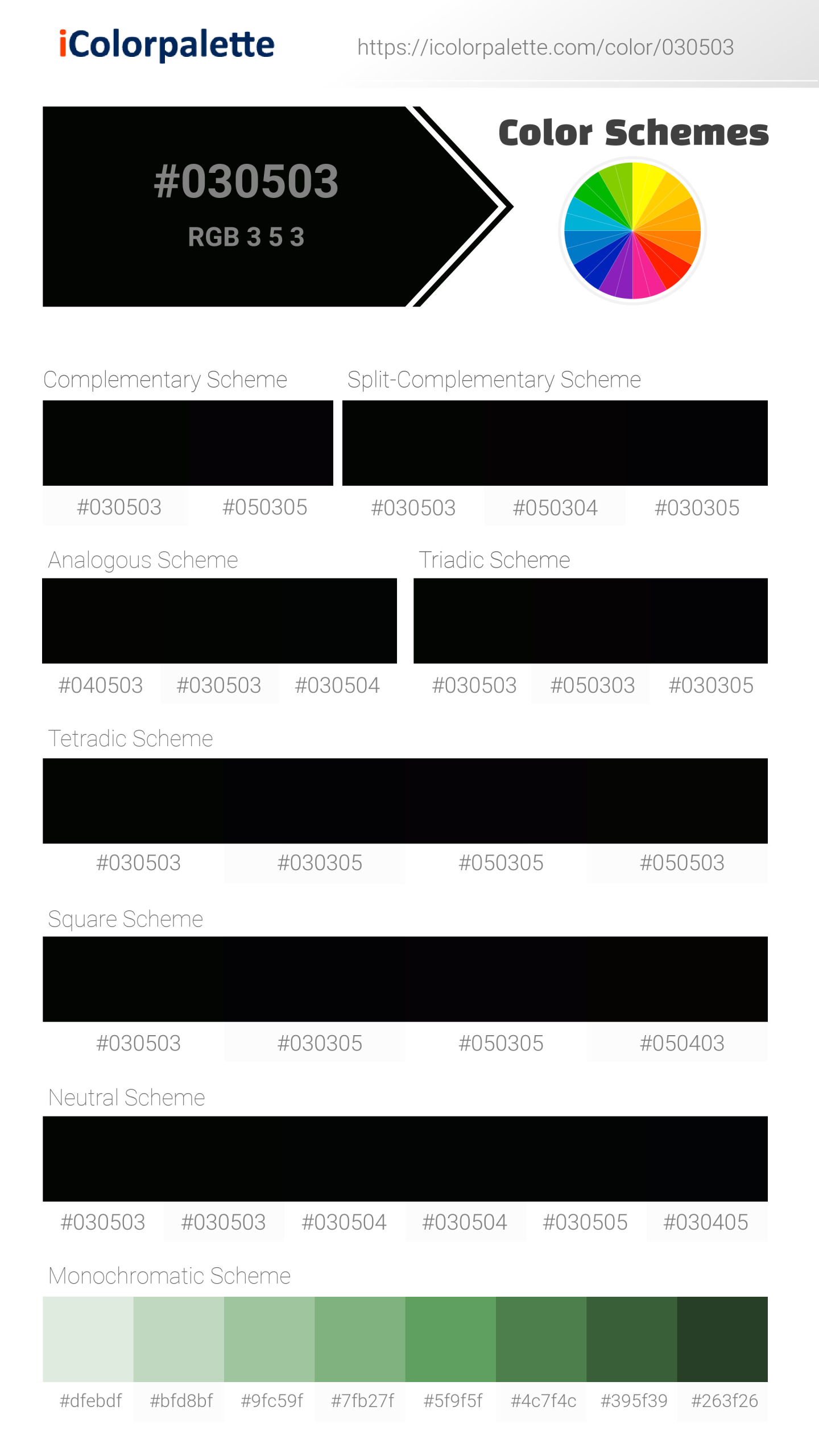 #030503 Color Schemes Image
