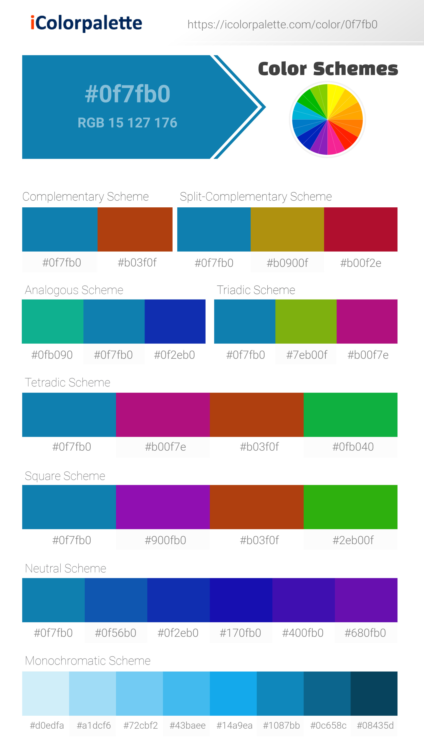 #0f7fb0 Color Schemes Image