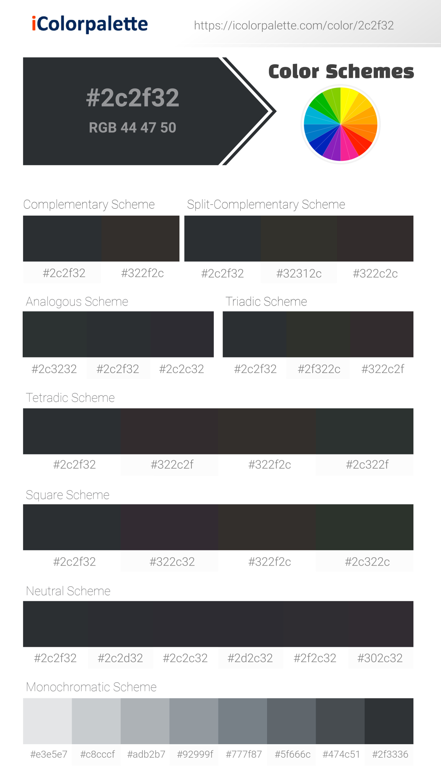 #2c2f32 Color Schemes Image
