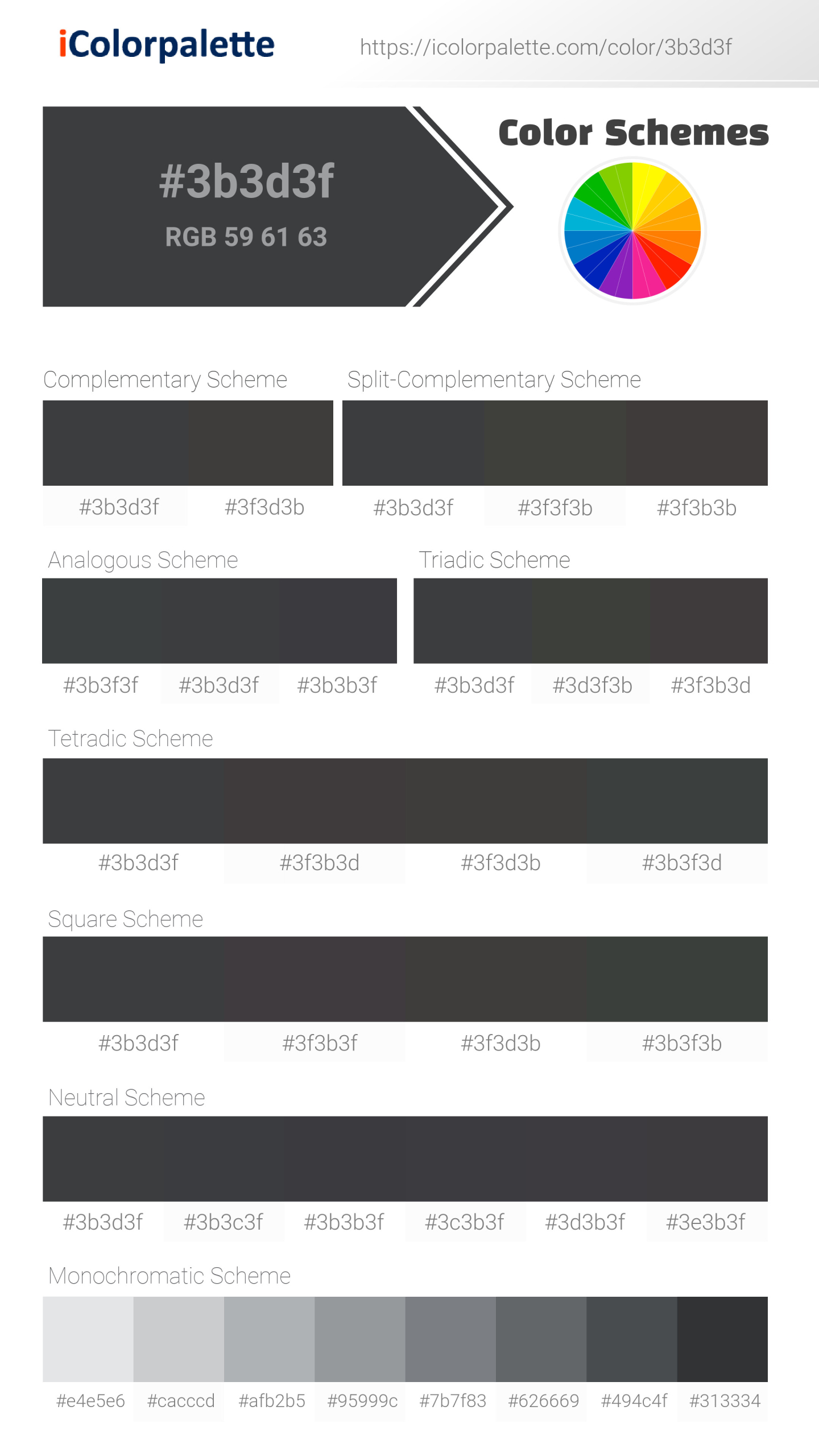 #3b3d3f Color Schemes Image