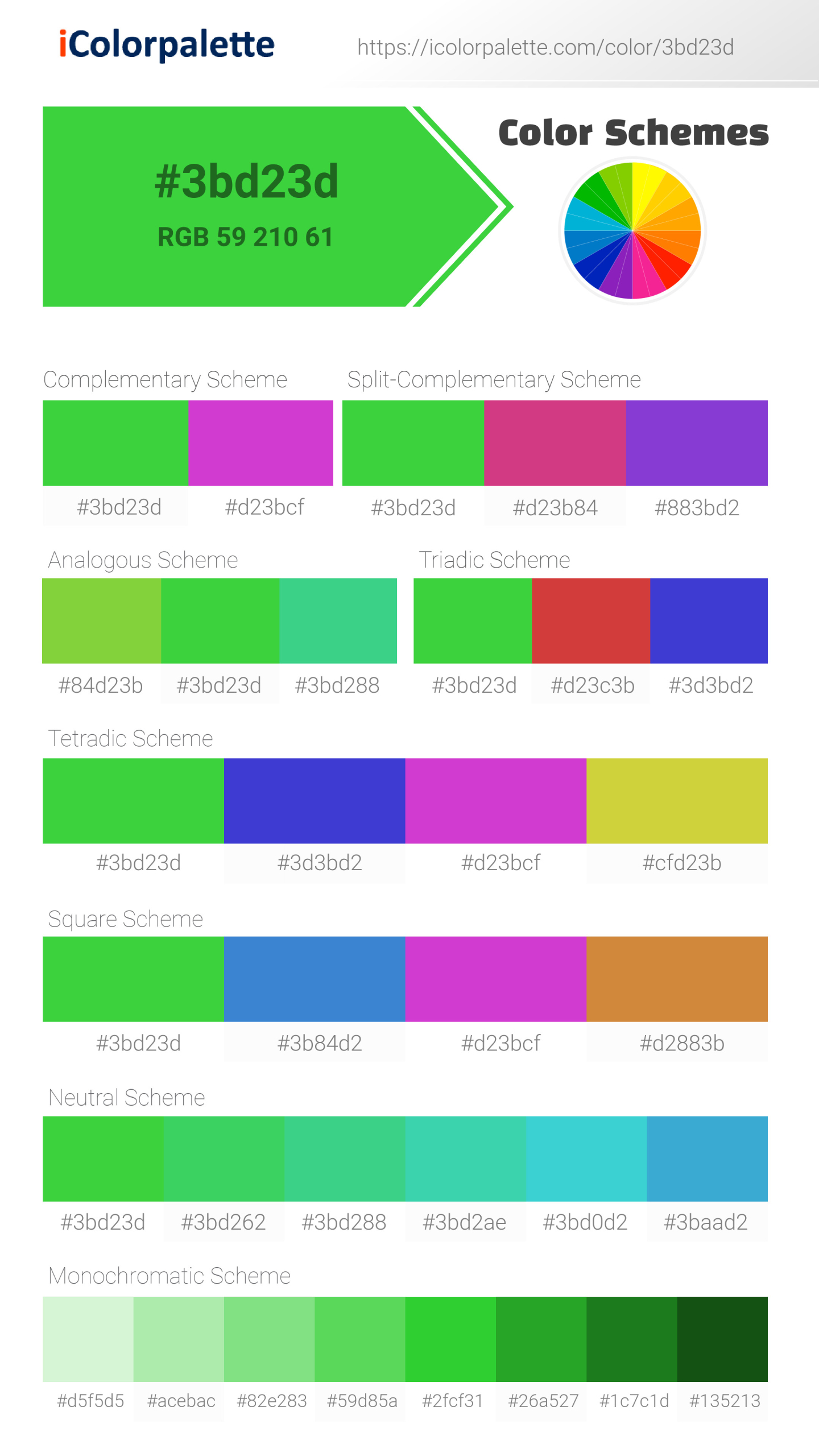 #3bd23d Color Schemes Image