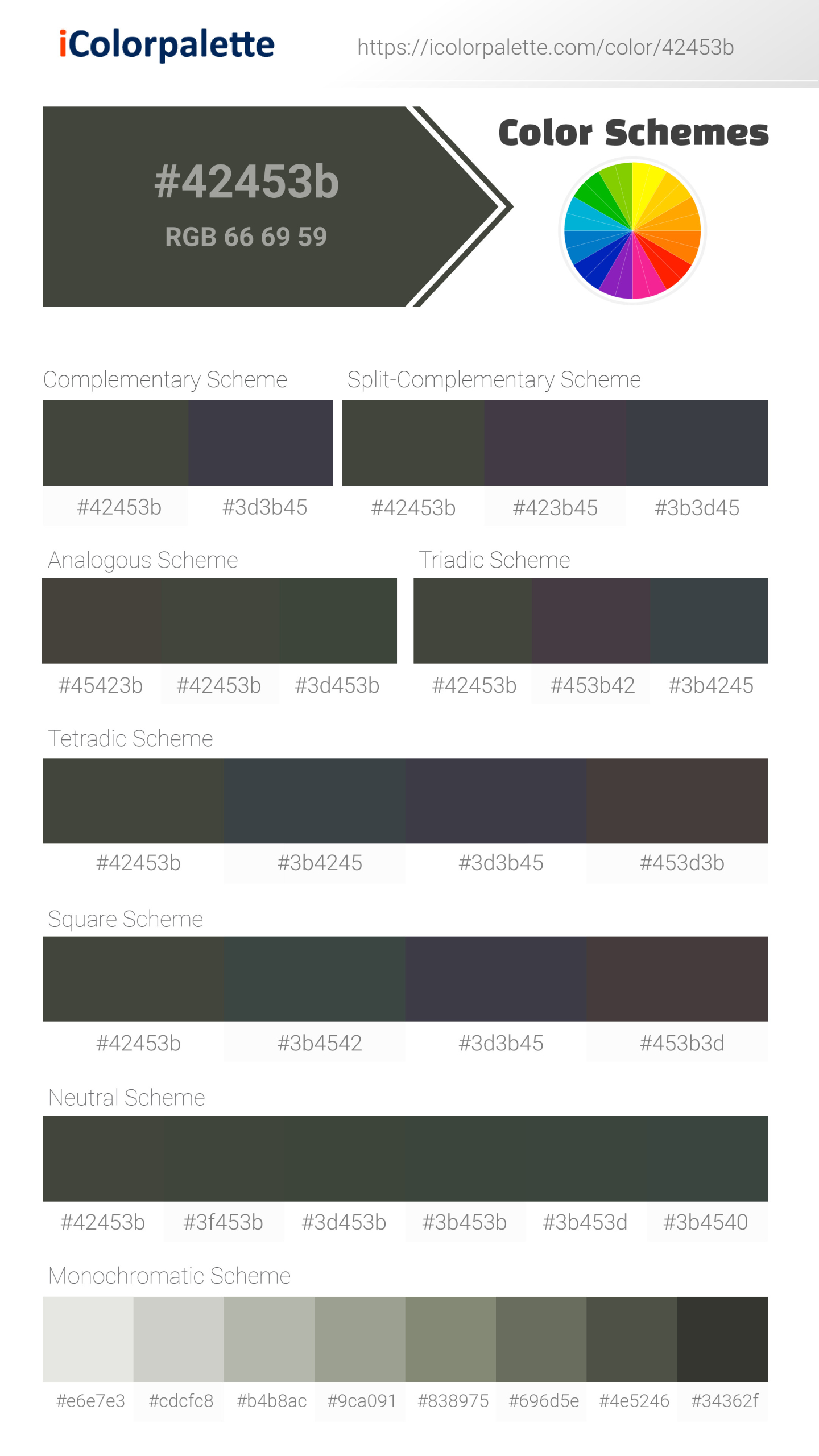 #42453b Color Schemes Image