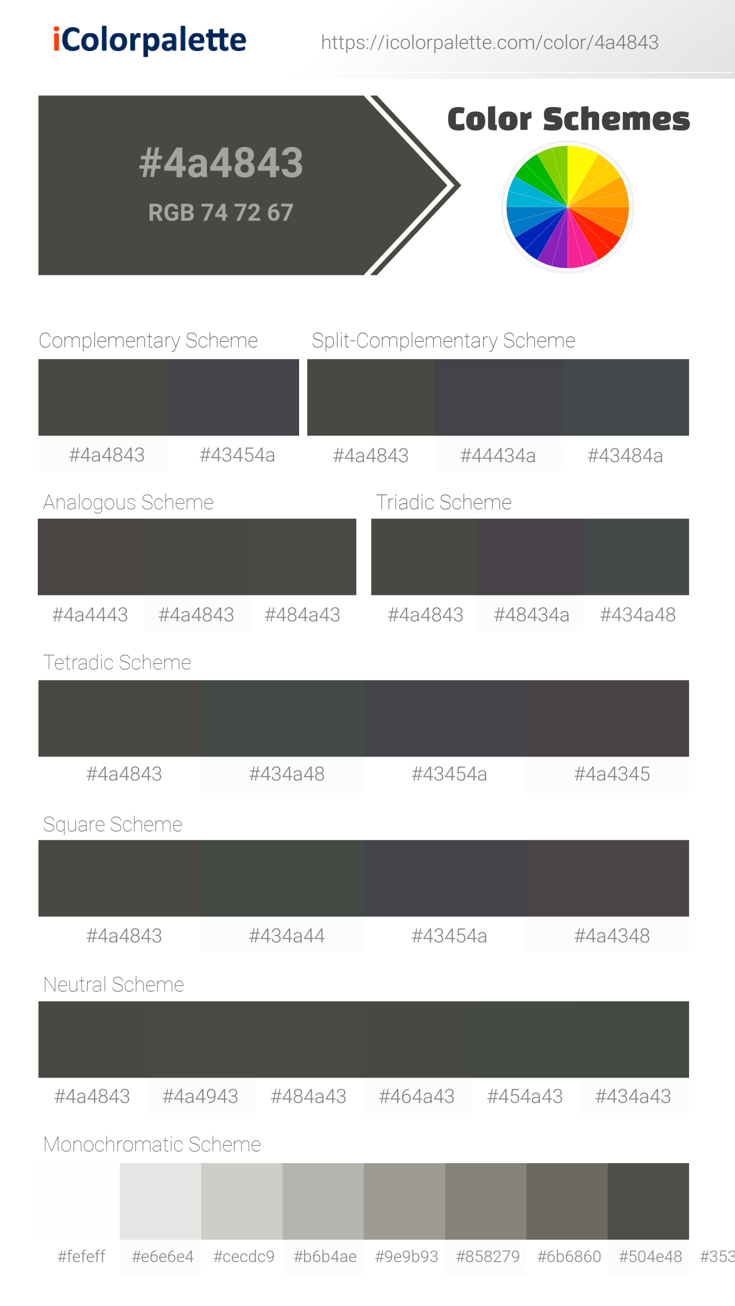 #4a4843 Color Schemes Image
