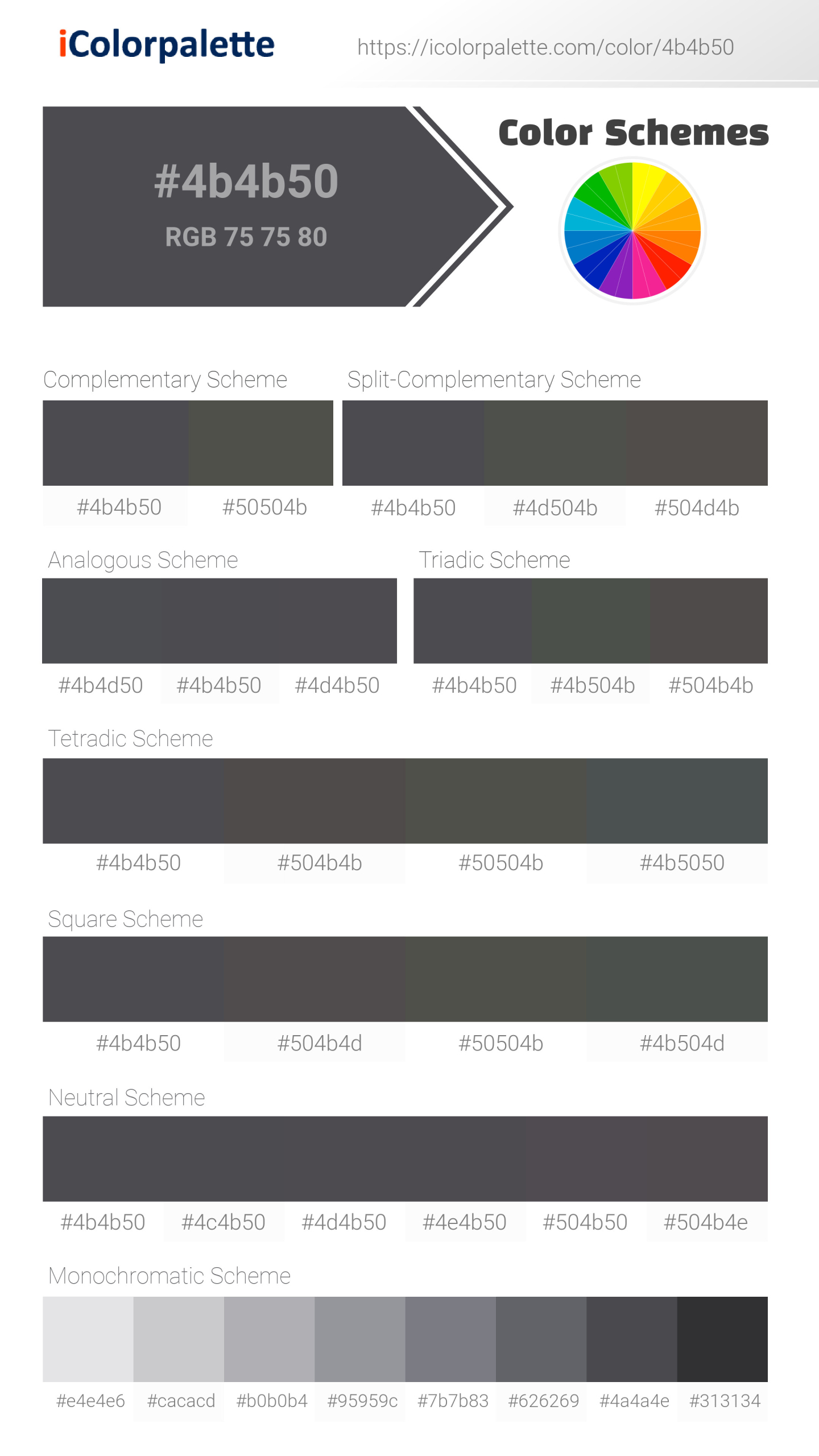 Pantone 19-0201 Tpx Asphalt Color | Hex color Code #4b4b50 information ...