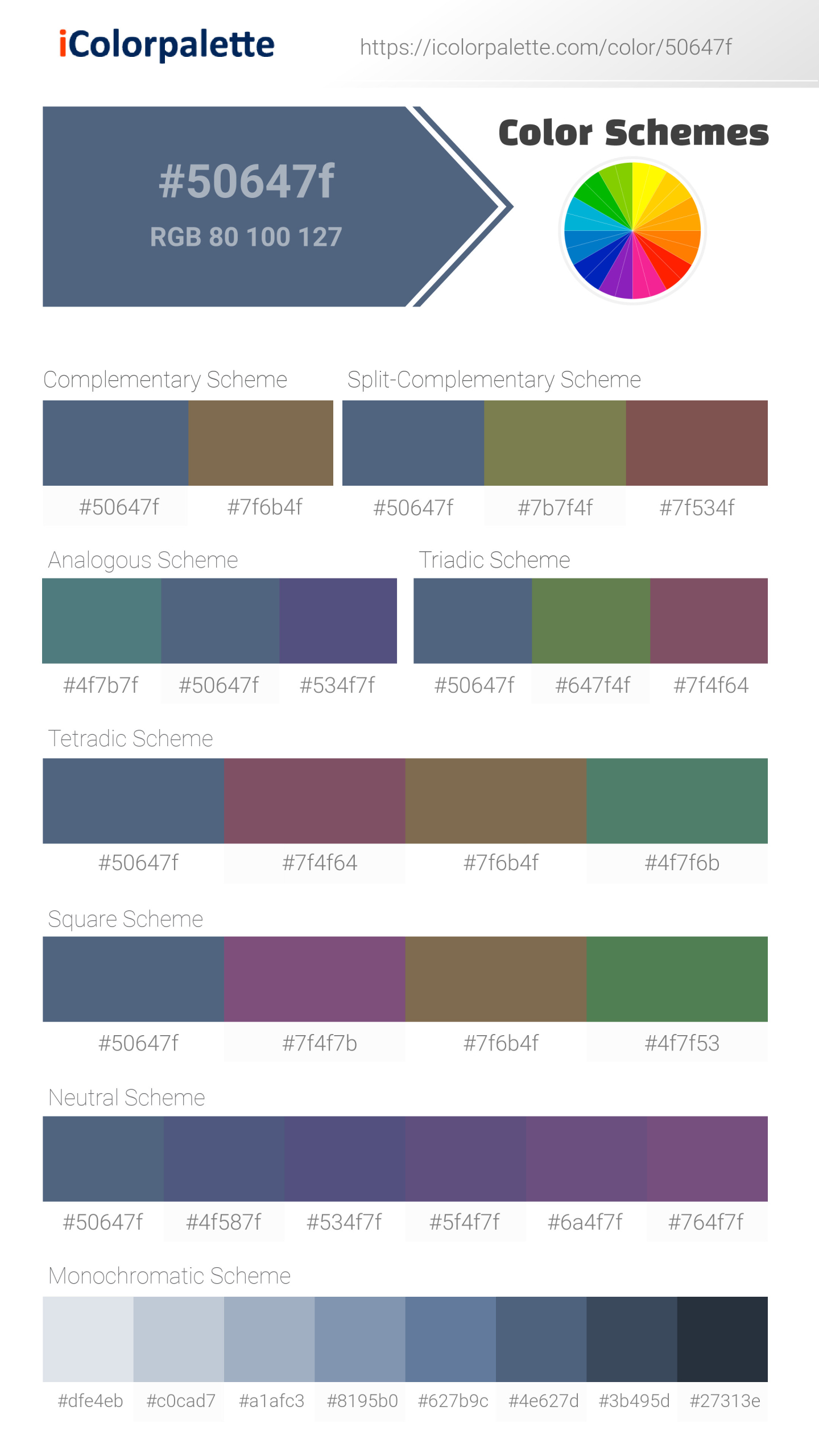 Admiral Blue Color | 50647f | Color conversion CMYK | Hsl | Rgb ...