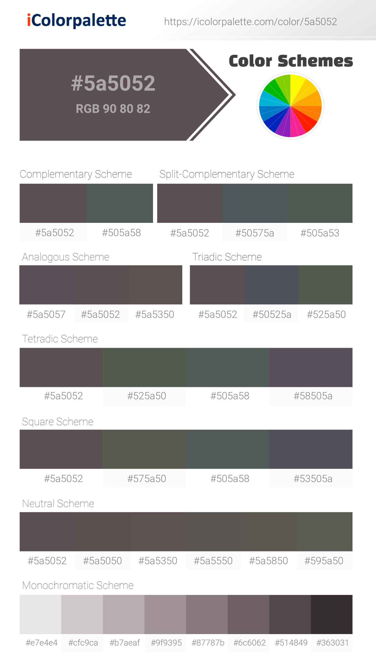 #5a5052 Color Schemes Image