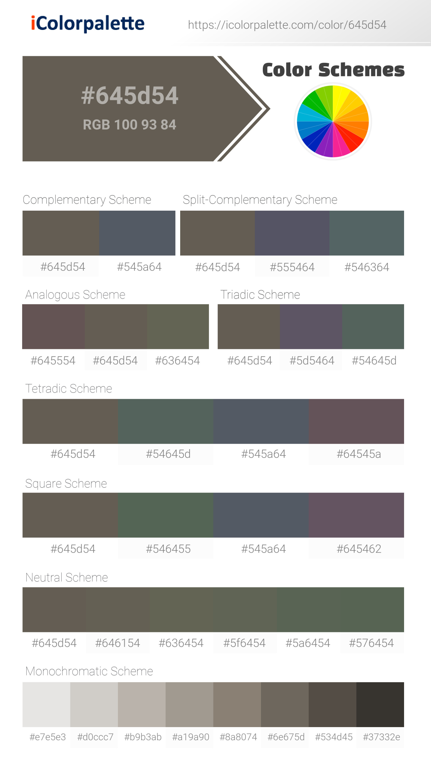 #645d54 Color Schemes Image