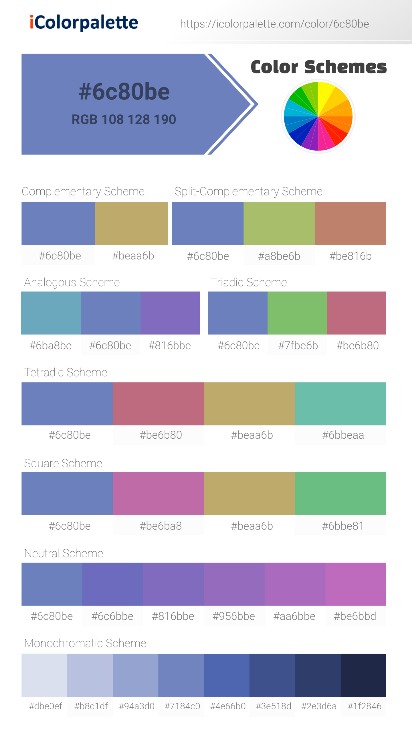 #6c80be Color Schemes Image