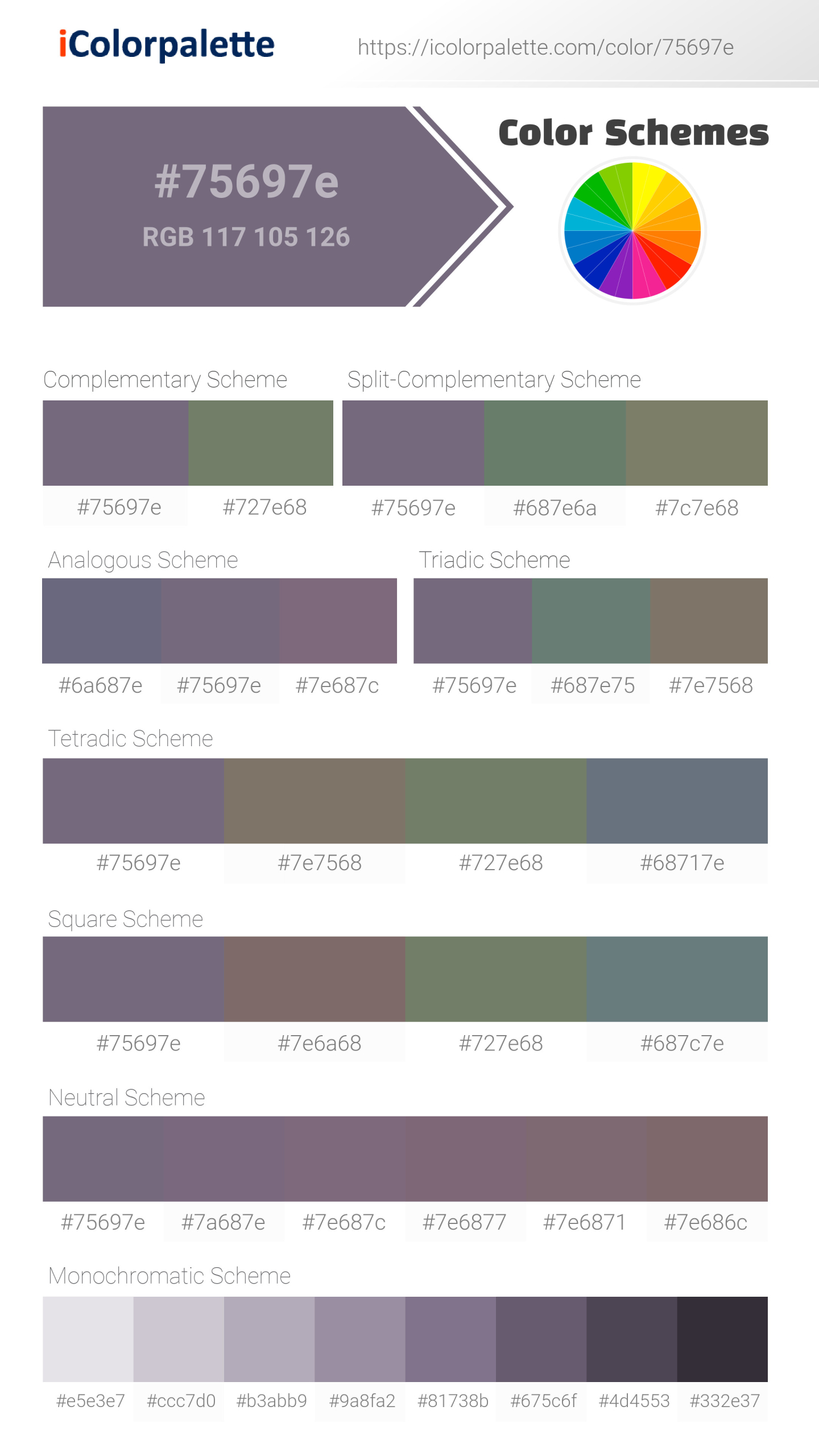 #75697e Color Schemes Image