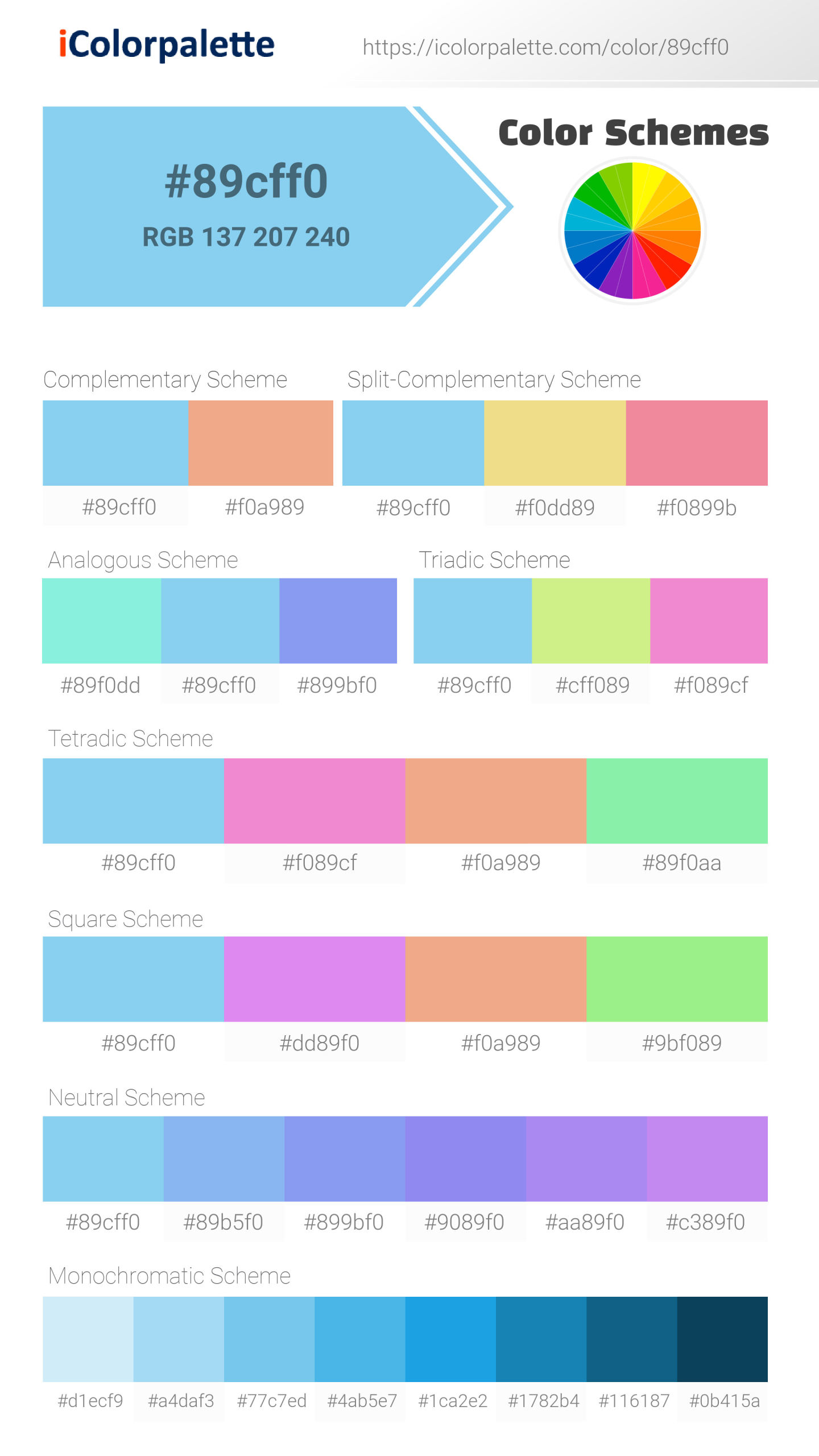 Baby Blue Color HEX Code #89CFF0