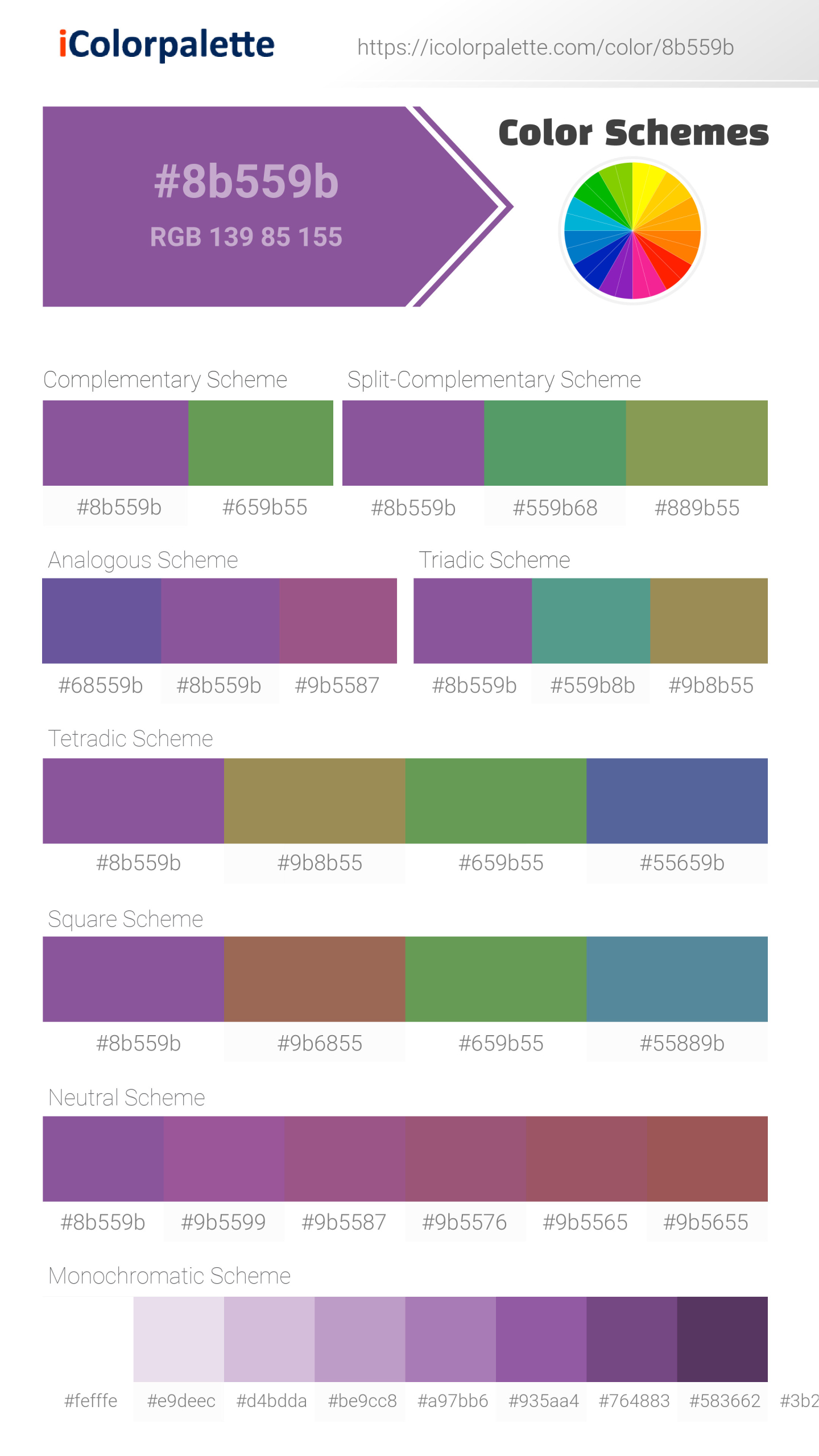 #8b559b Color Schemes Image