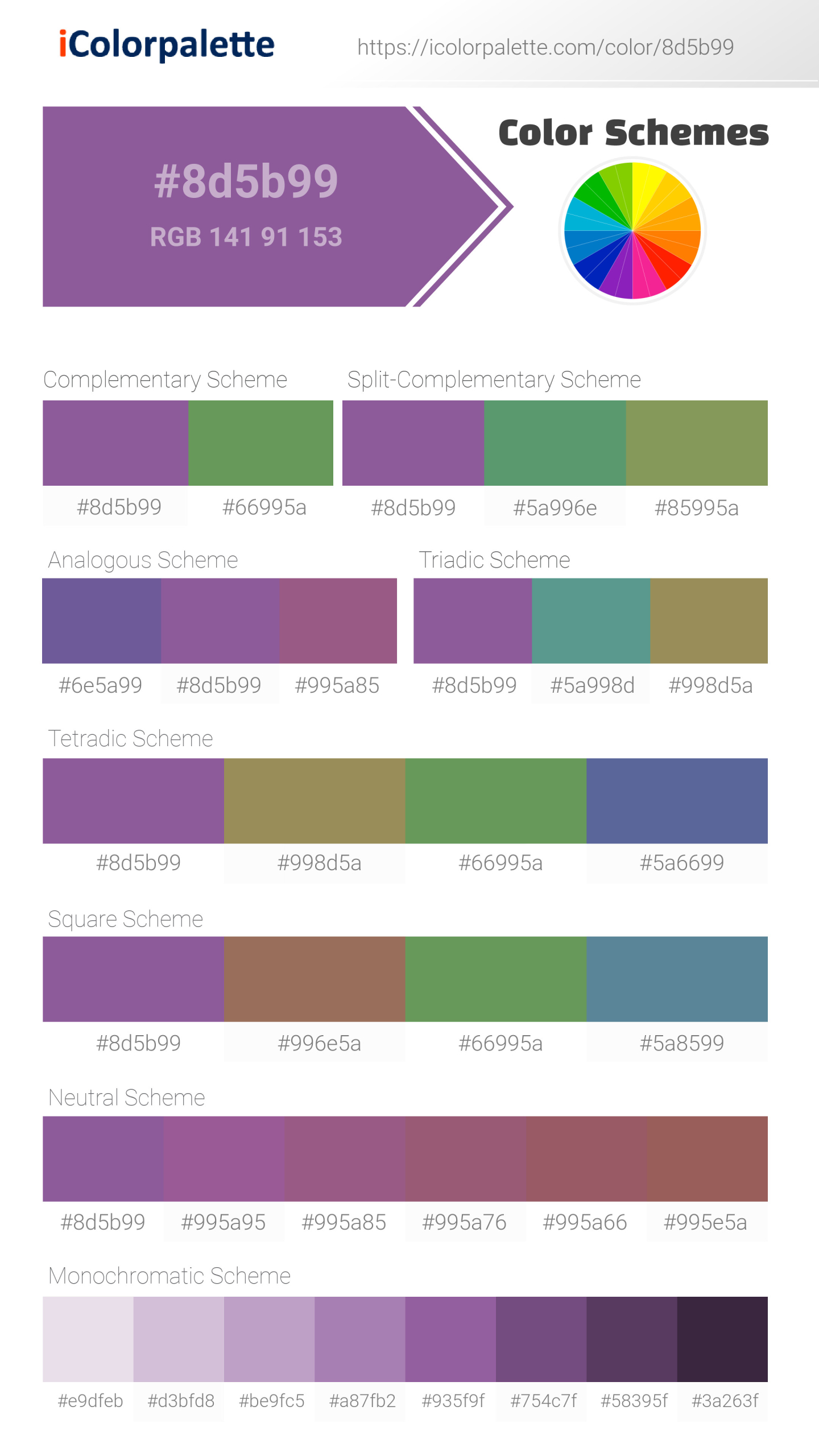 #8d5b99 Color Schemes Image