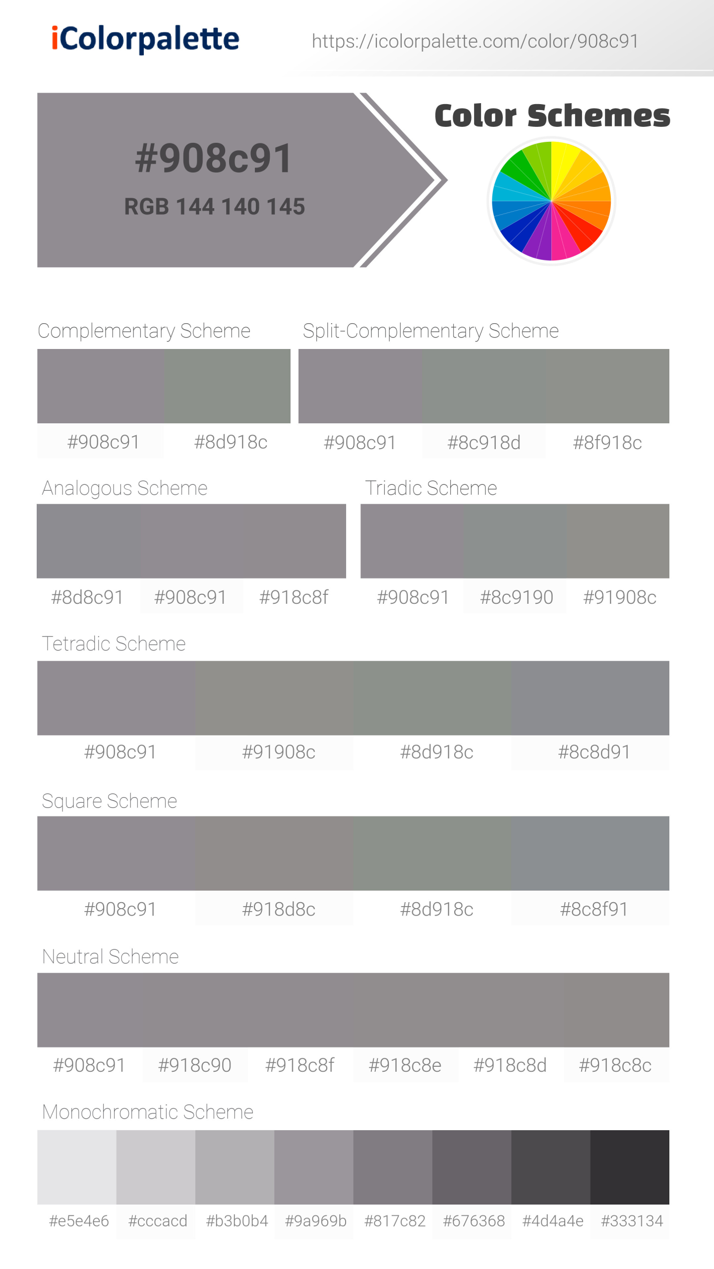 #908c91 Color Schemes Image