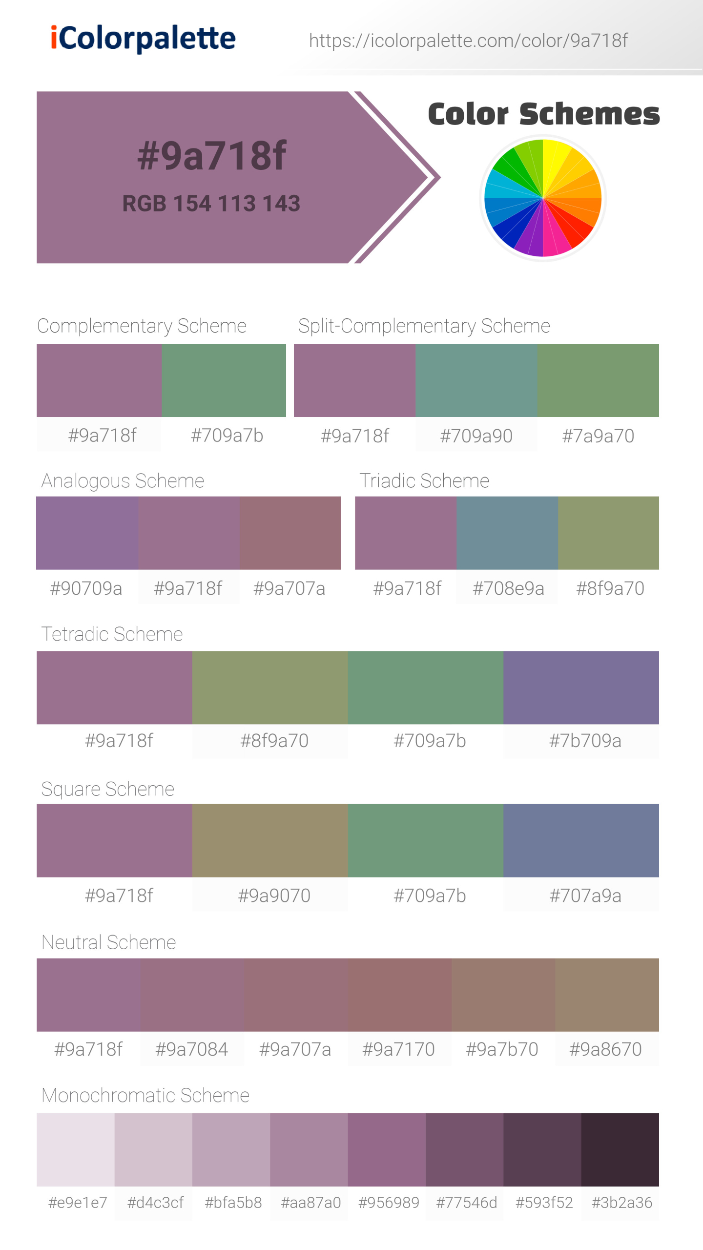 #9a718f Color Schemes Image