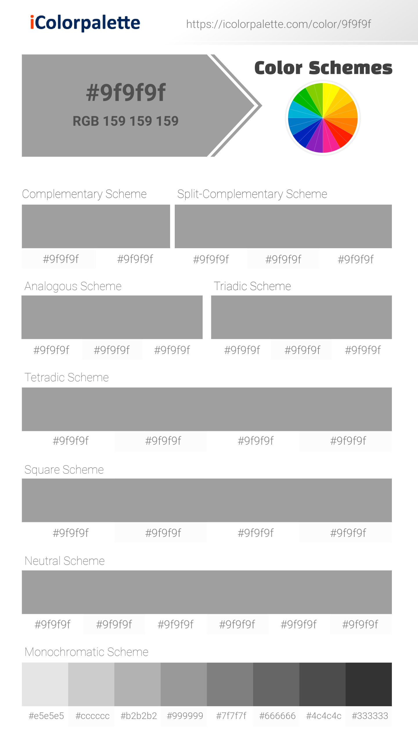 #9f9f9f Color Schemes Image