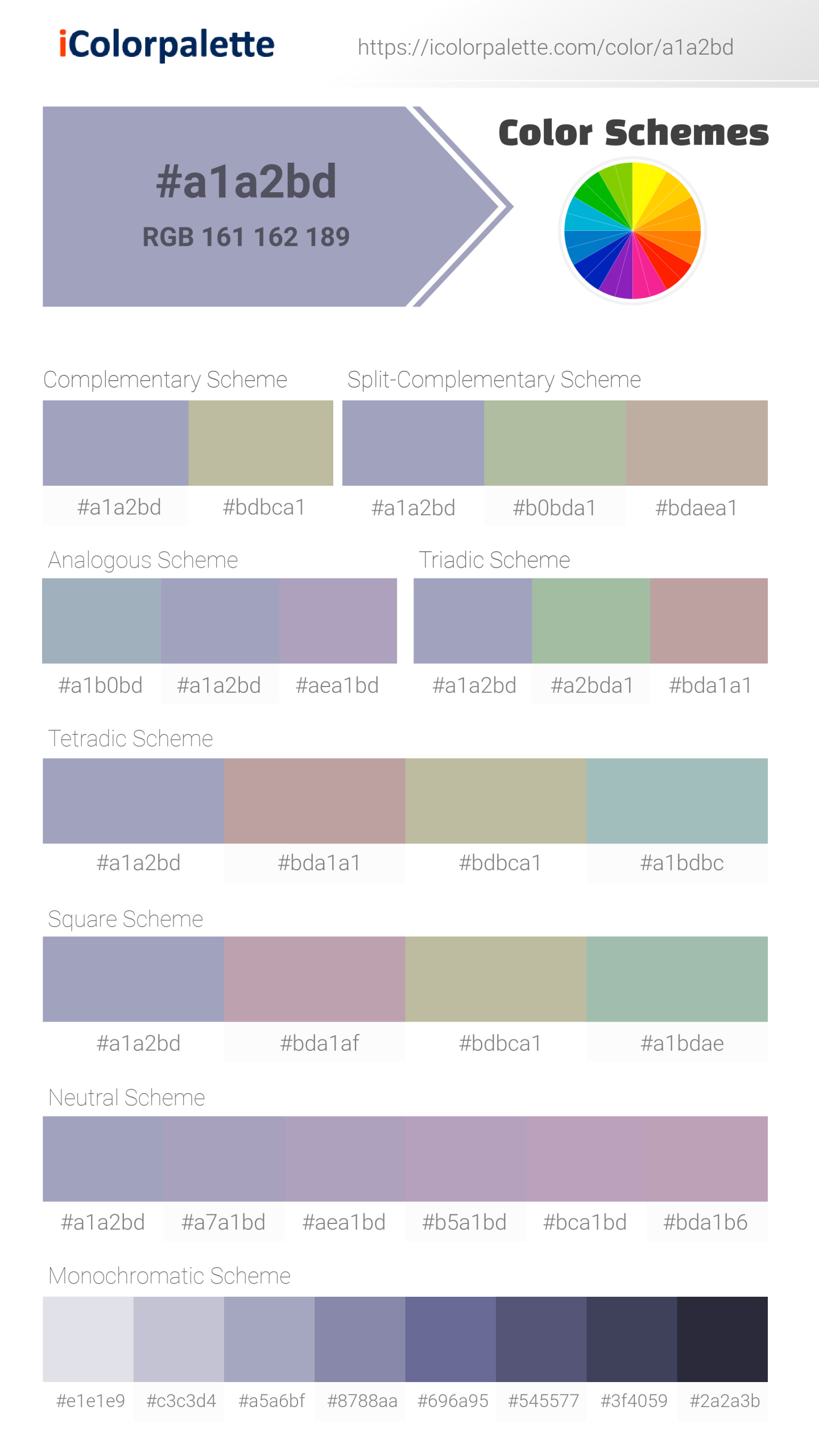 #a1a2bd Color Schemes Image