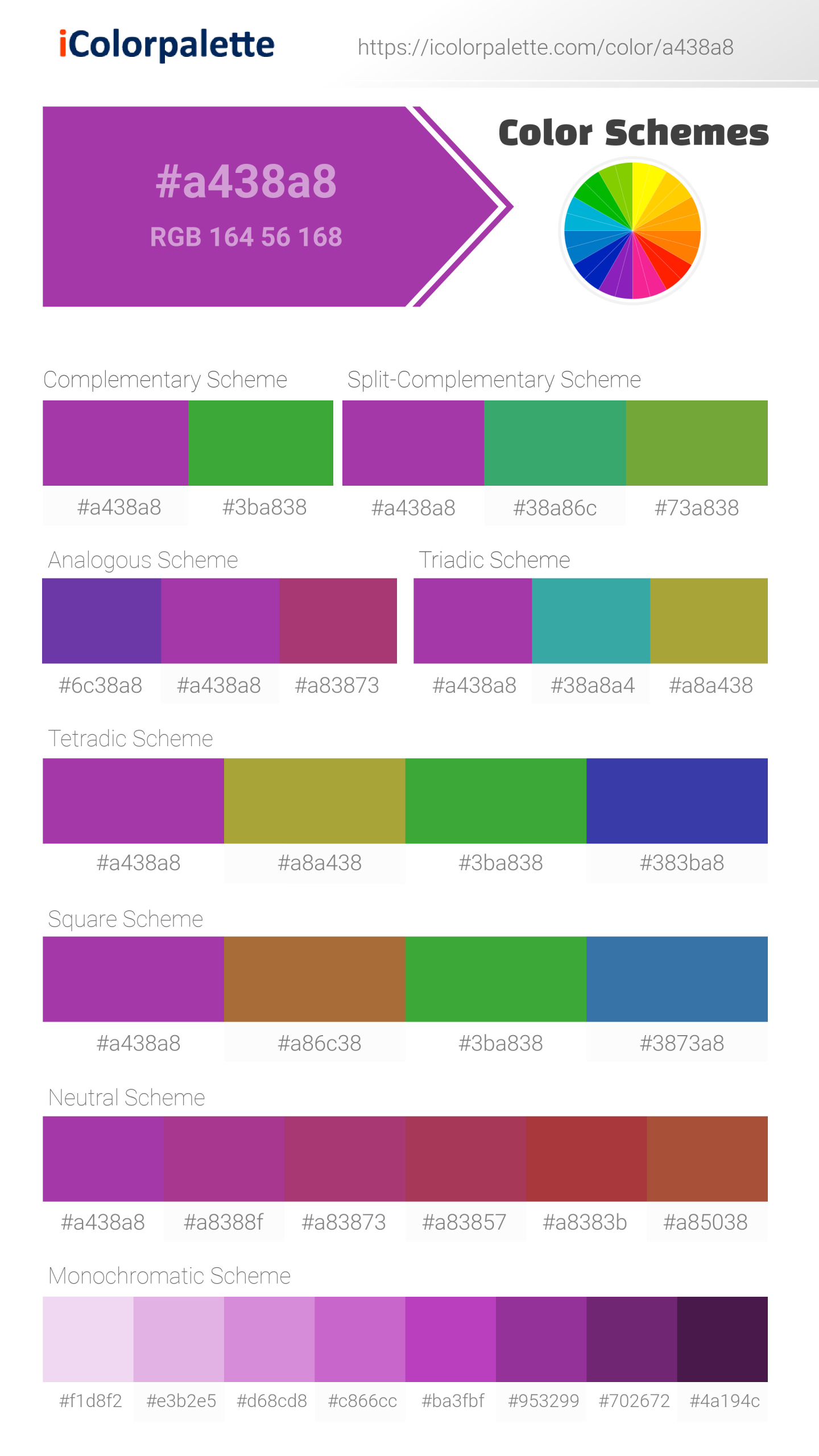 #a438a8 Color Schemes Image